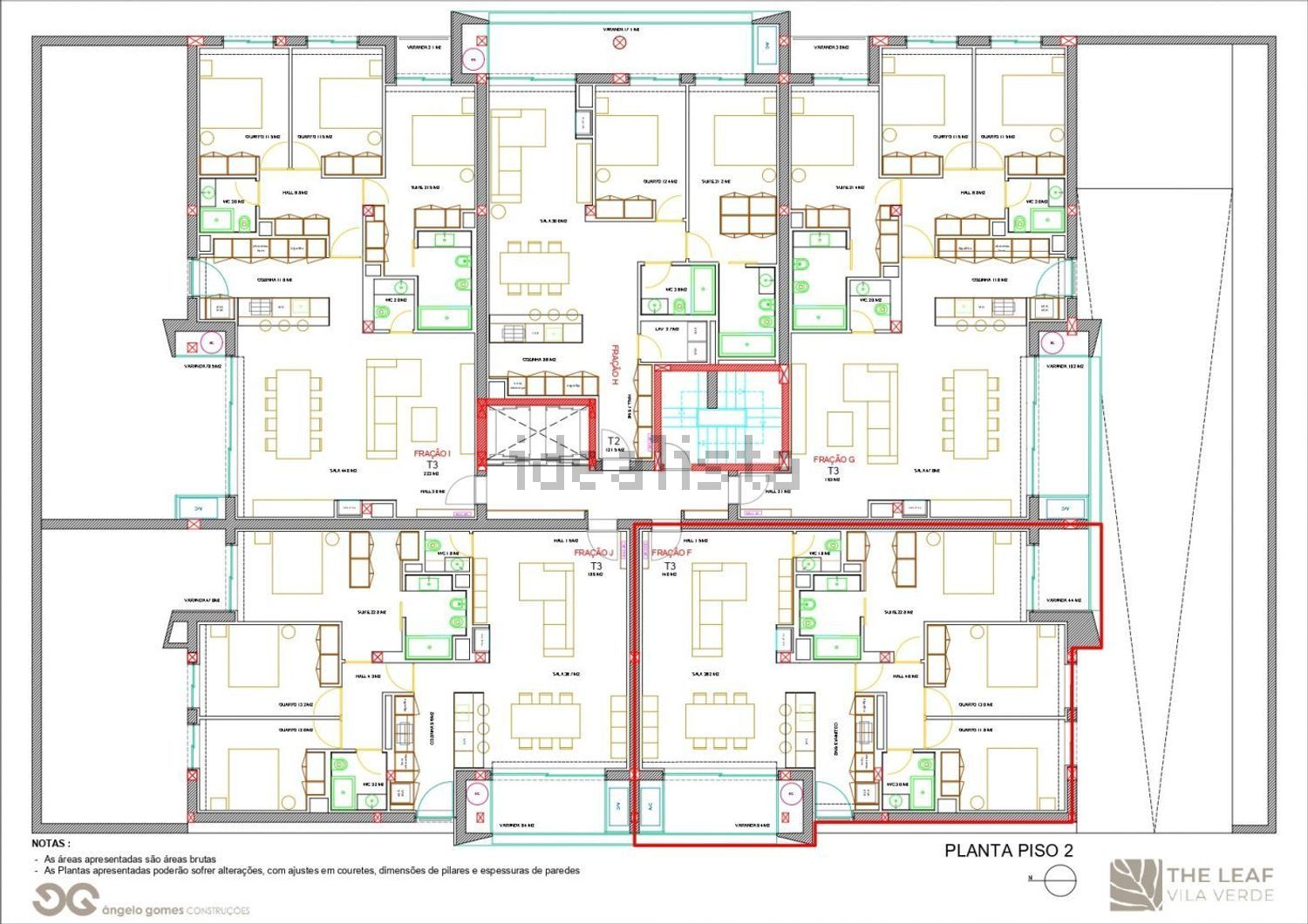 公寓 t3出售在Vila Verde e Barbudo - 平面图