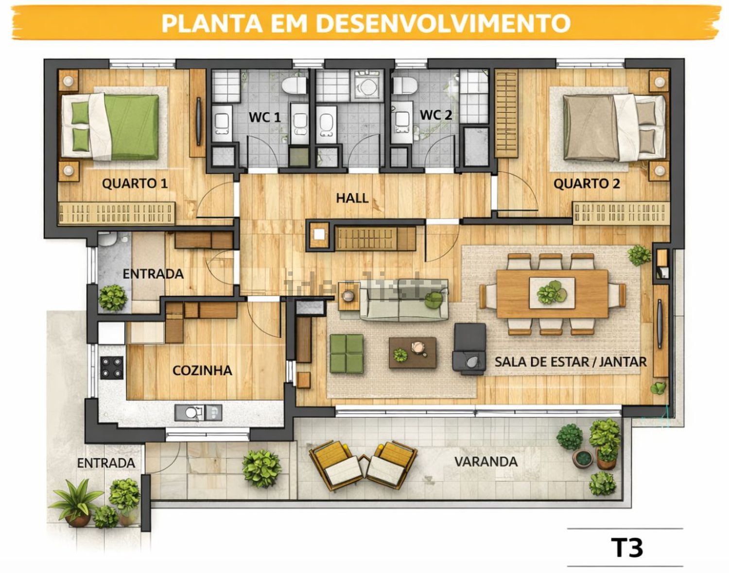 公寓 t3出售在Rua do Alto do Sobreiro - 平面图