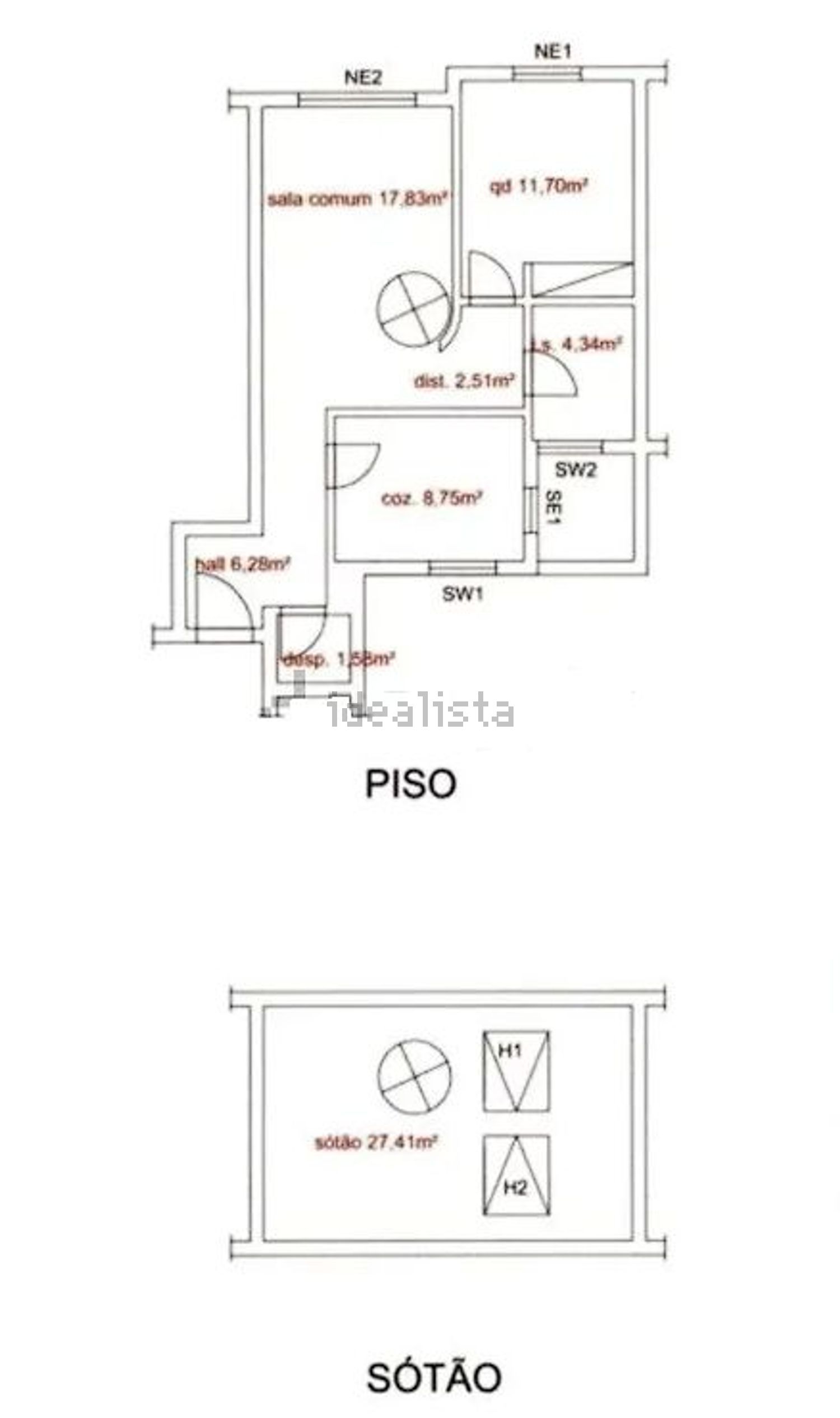 公寓 t1出售在Rua do Alto do Pico, 10 - 平面图