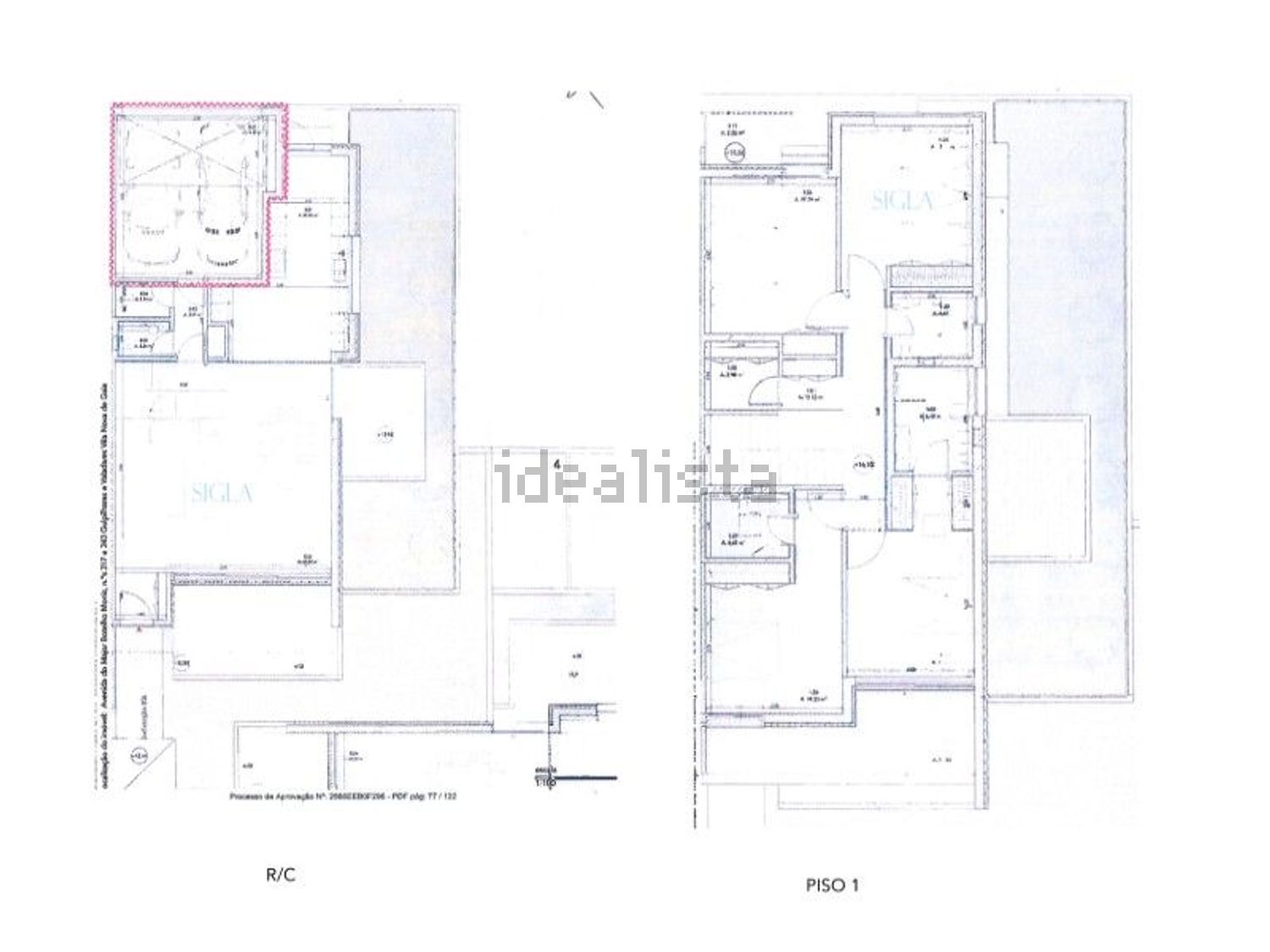 小楼房或独栋别墅出售在Avenida Sagres - 平面图