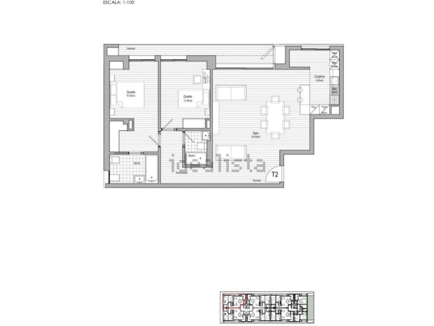 公寓 t2出售在 Cidade de Santa Maria da Feira - 平面图