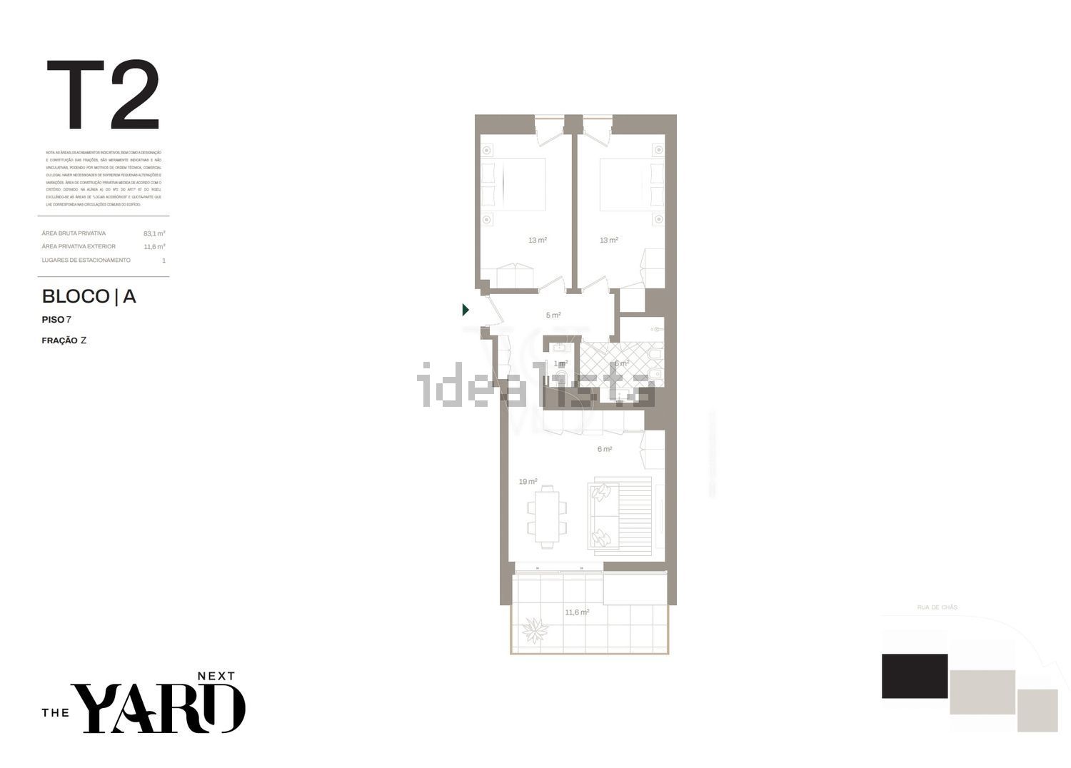 公寓 t2出售在Alameda Jardins da Arrábida, 1168 - 平面图