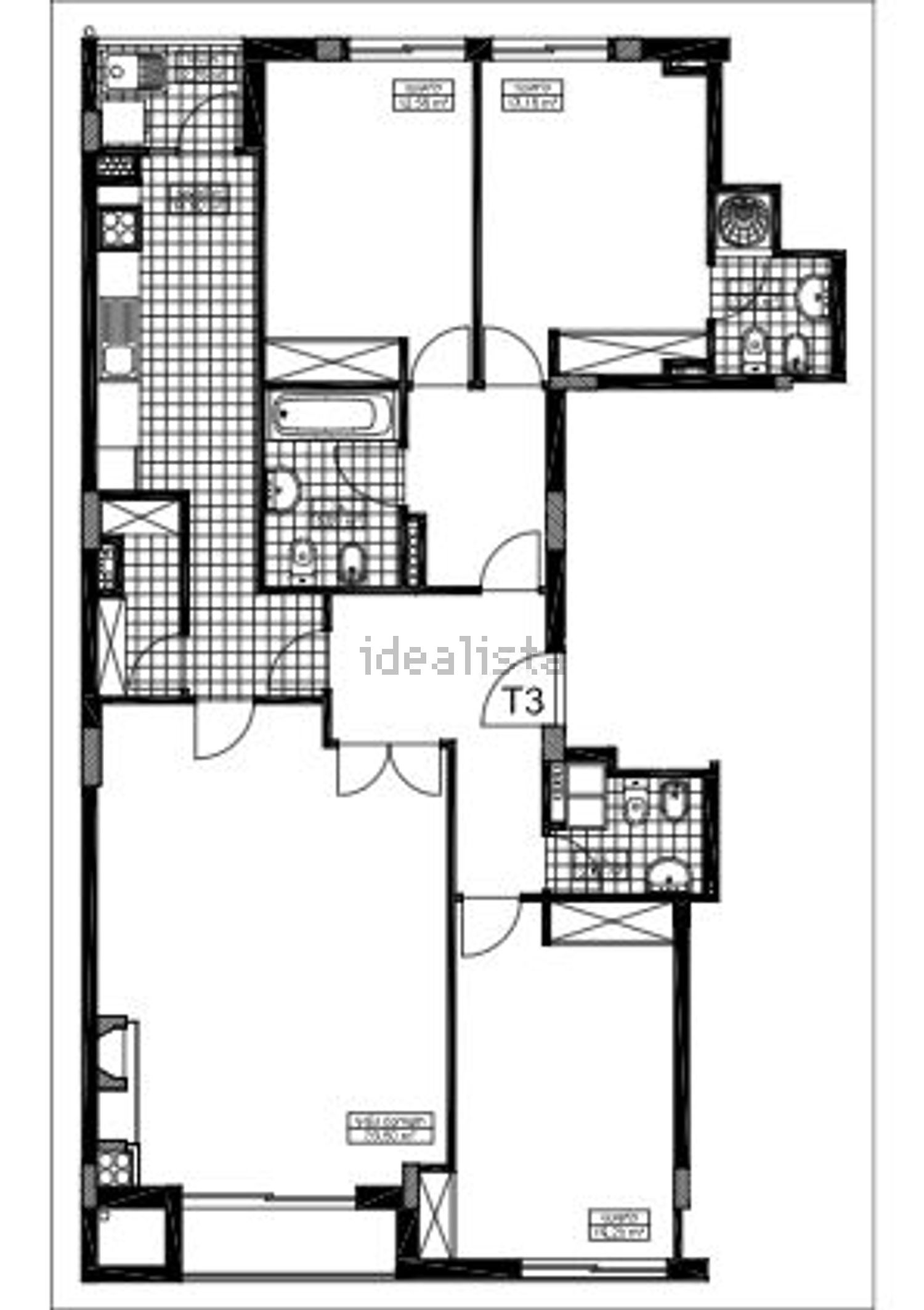 公寓 t3出售在Rua do Verdelho da Urbanização do Pinheiral, 313 - 平面图