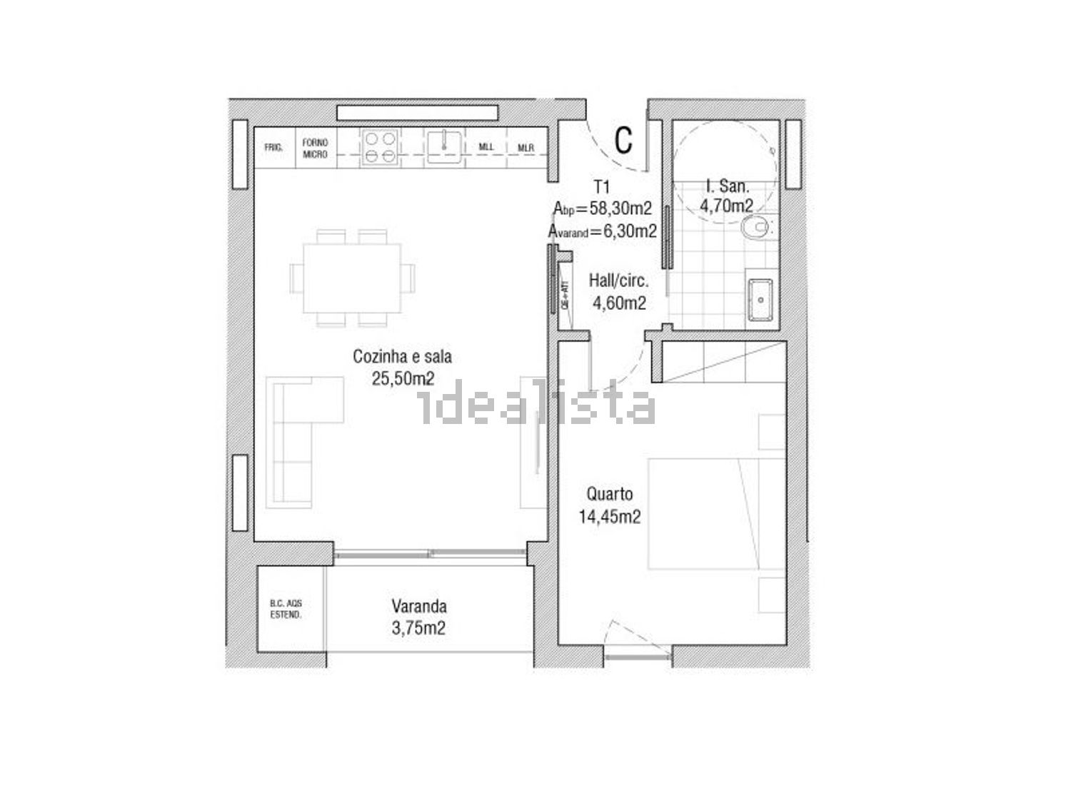 公寓 t1出售在Alameda Silva Rocha, 29 - 平面图