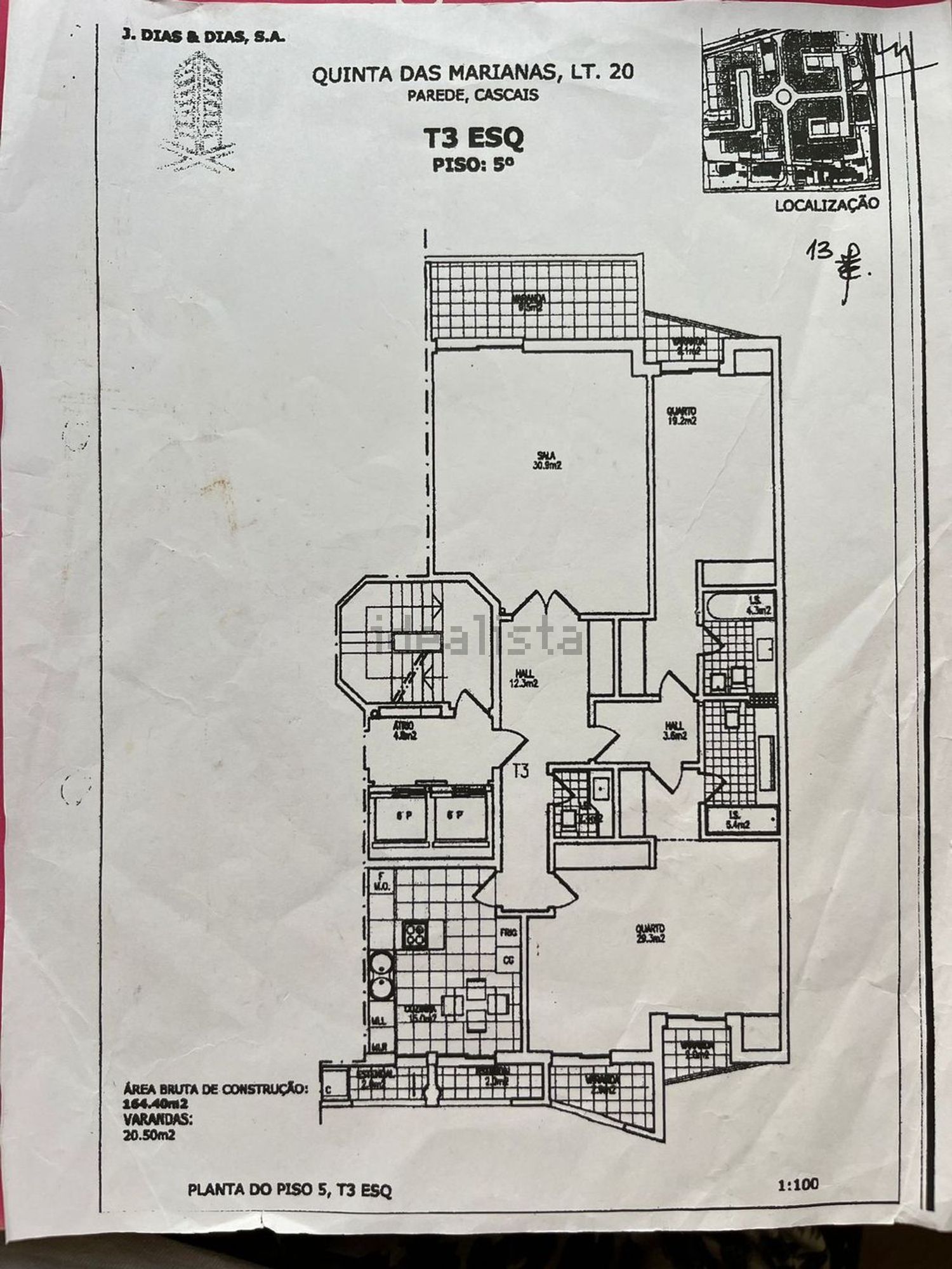 公寓 t3出售在Praceta Doutor Henrique Barata Pereira, 45 - 平面图