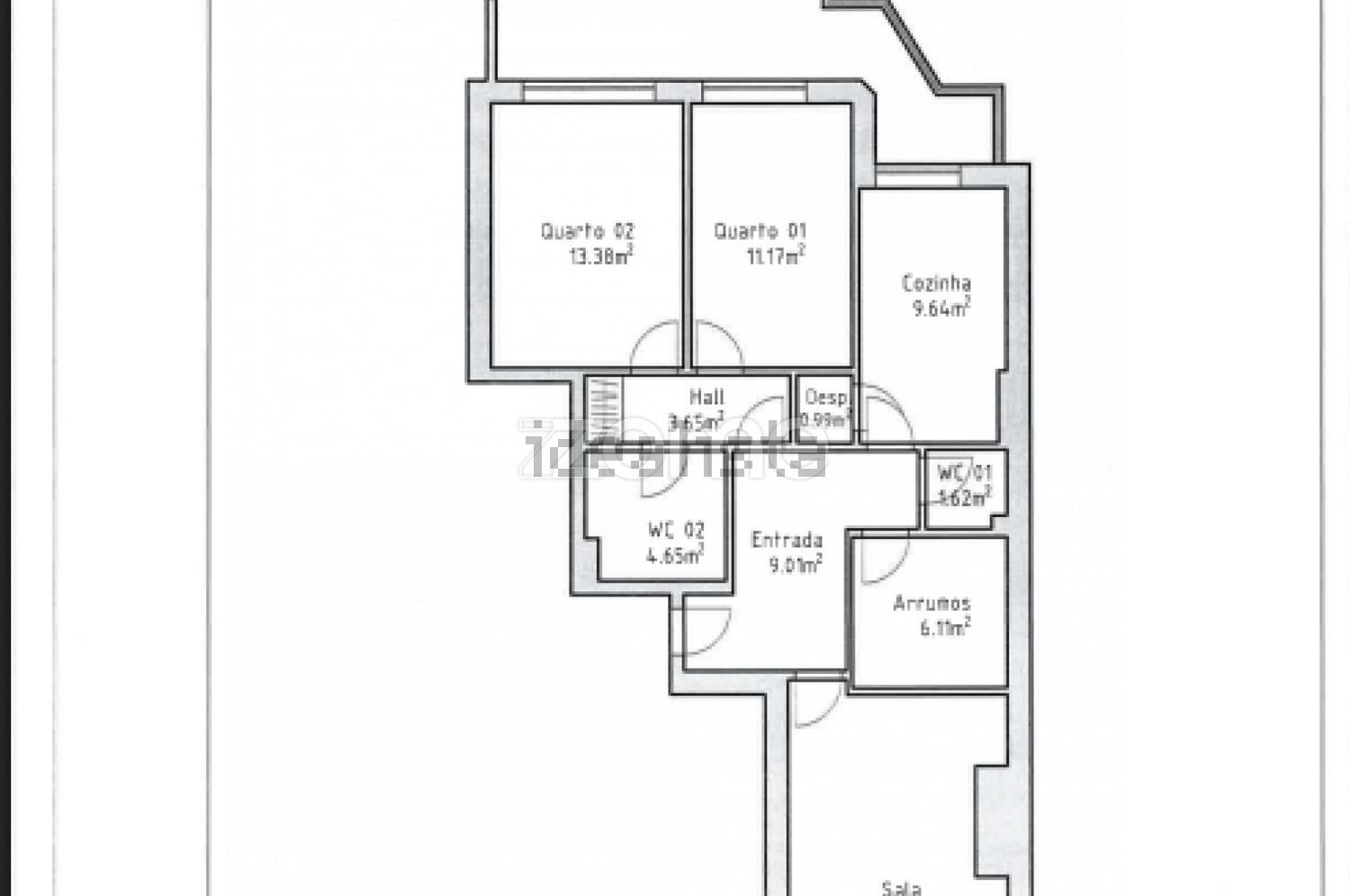 公寓 t3出售在Rua Álvaro Castelões, 506 - 平面图