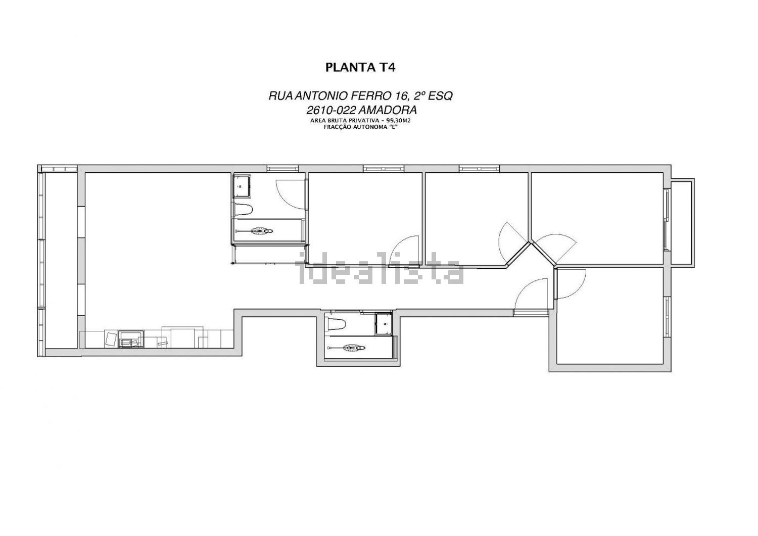 公寓 t4出售在Rua António Ferro - 平面图