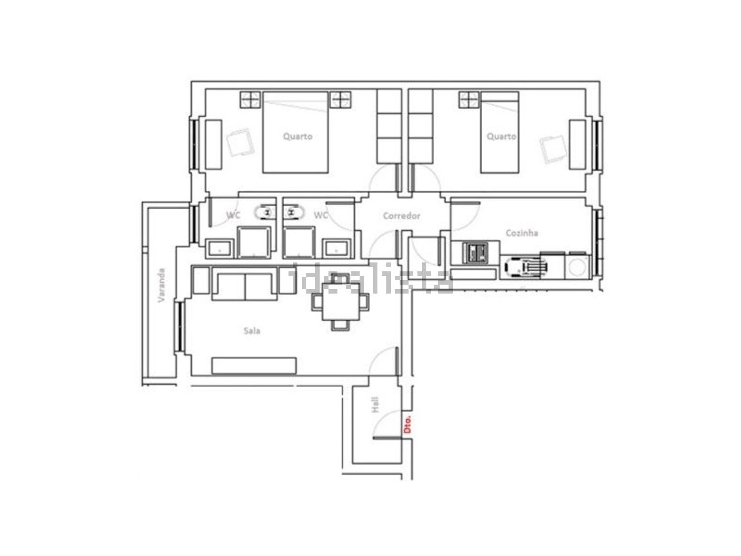 出租公寓 t2在Avenida de Roma - 平面图