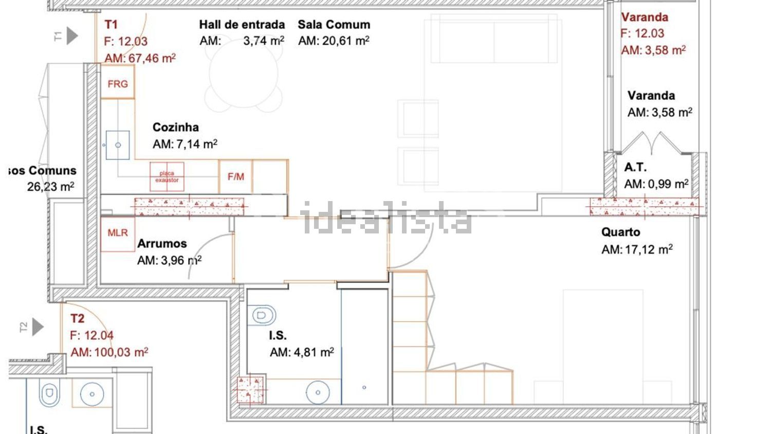 公寓 t1出售在Avenida das Congostas s/n - 平面图