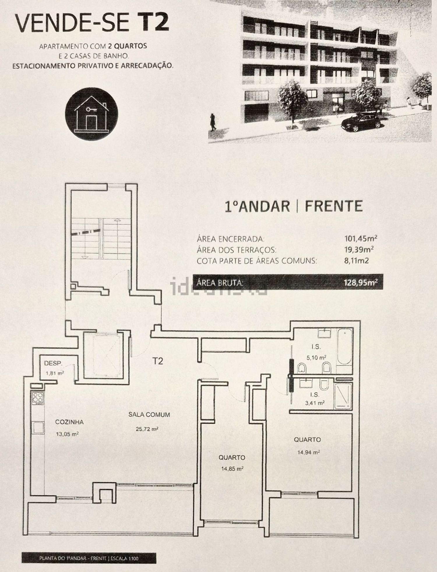公寓 t2出售在Rua António Carrusca Rodrigues, 12 - 平面图