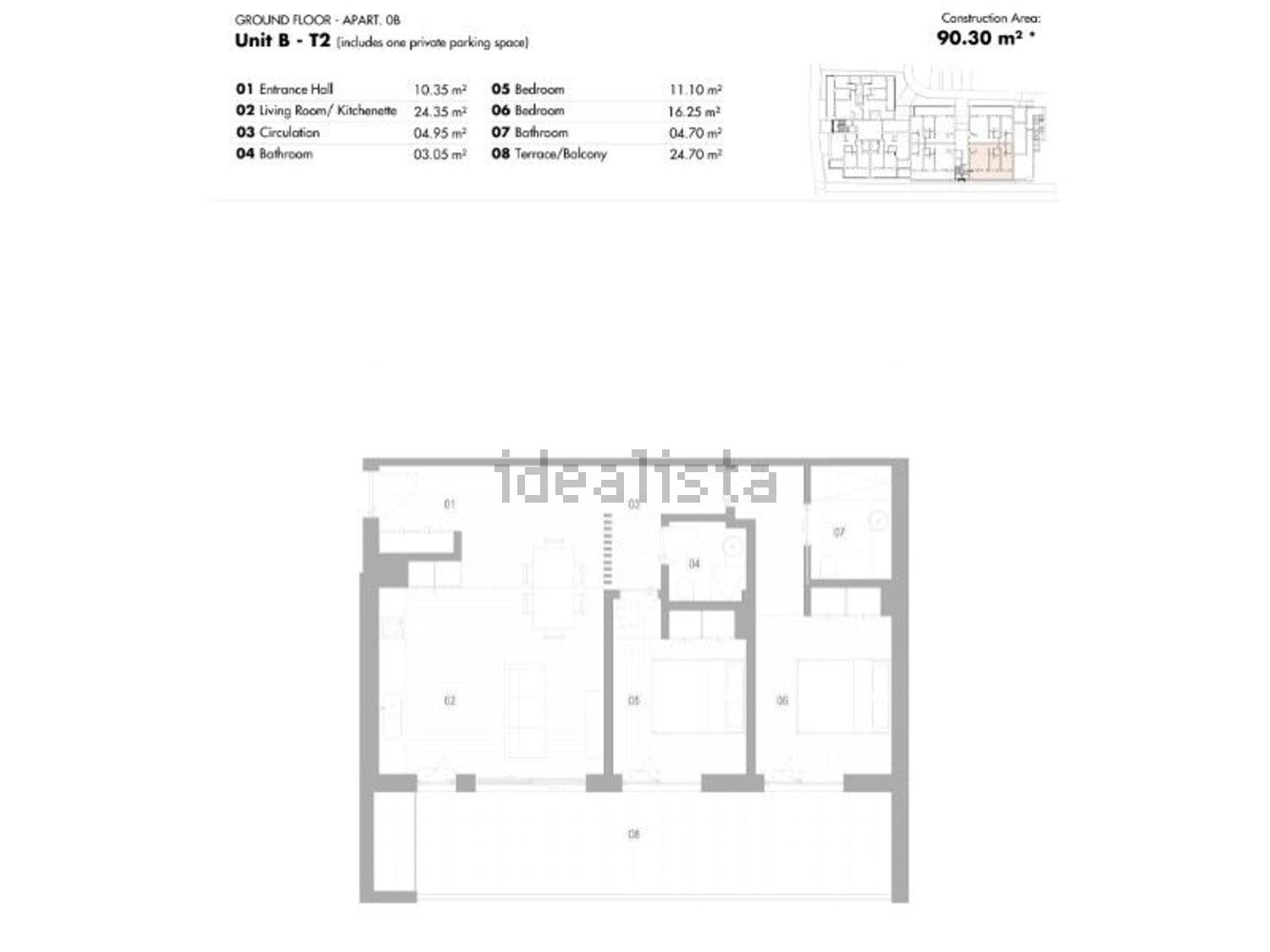 公寓 t2出售在Rua Fernando Pessoa - 平面图