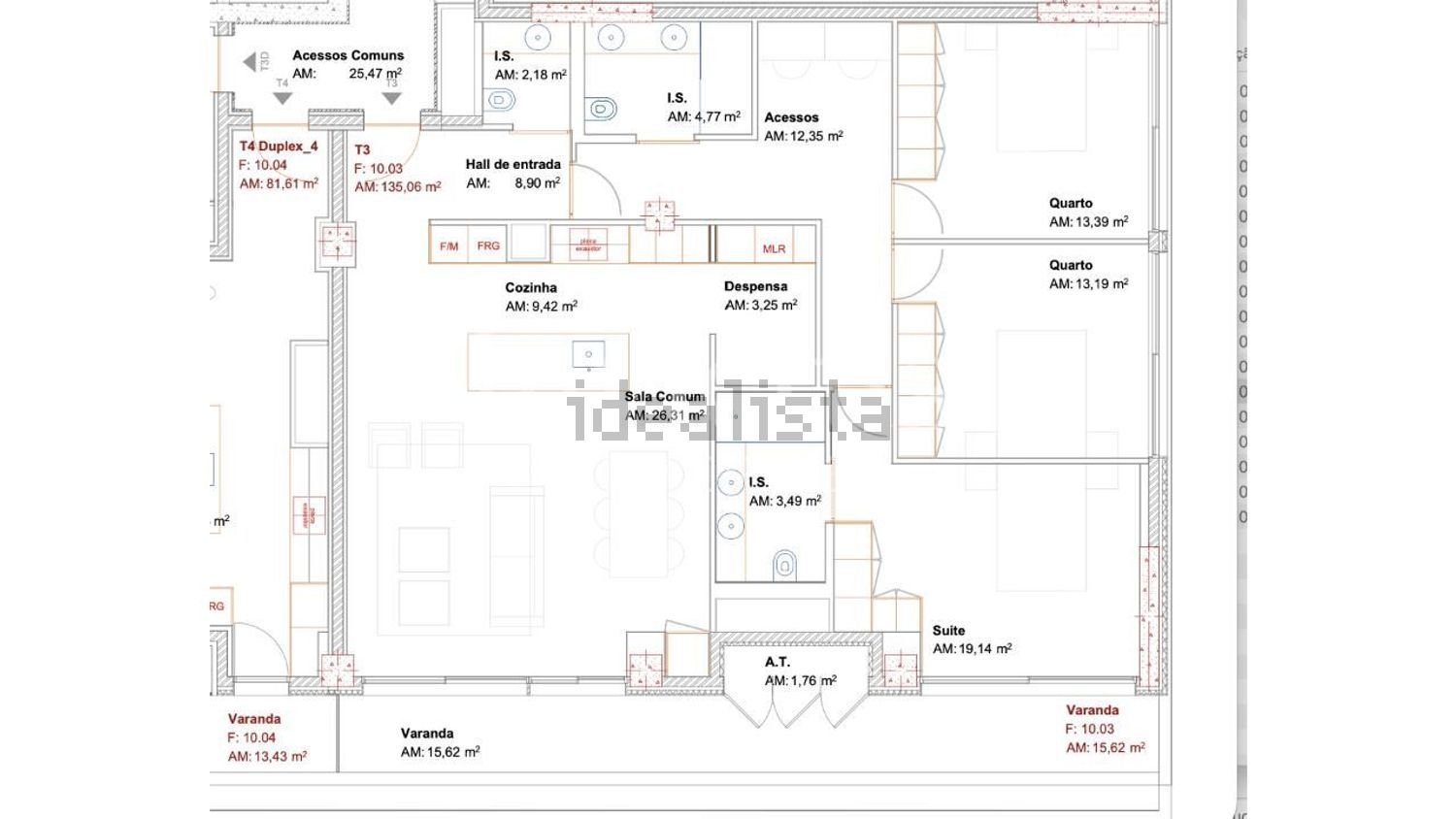 公寓 t3出售在Avenida das Congostas s/n - 平面图