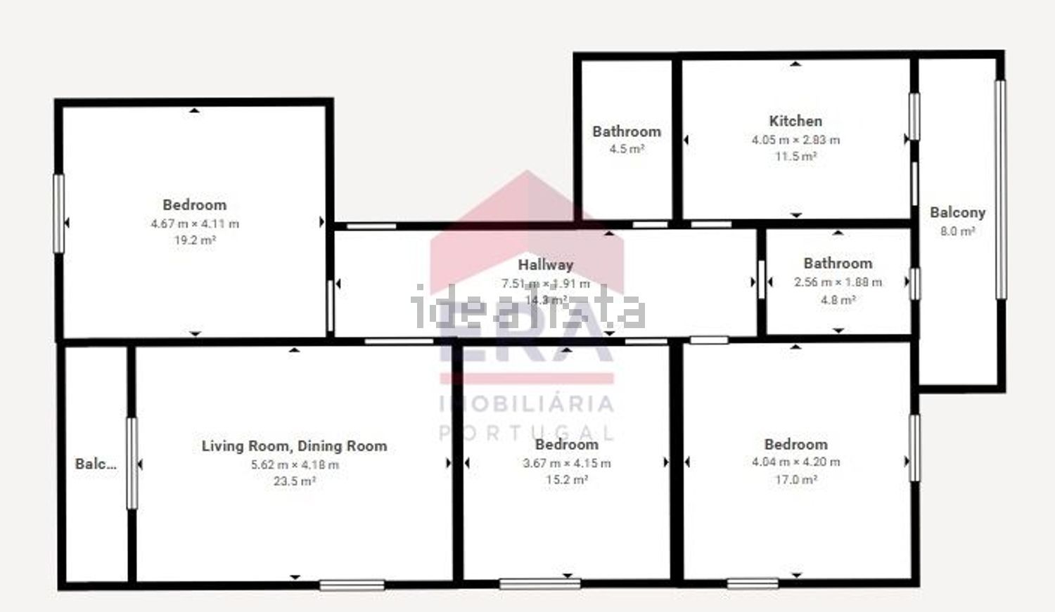 公寓 t3出售在Bairro Municipal, 32 - 平面图
