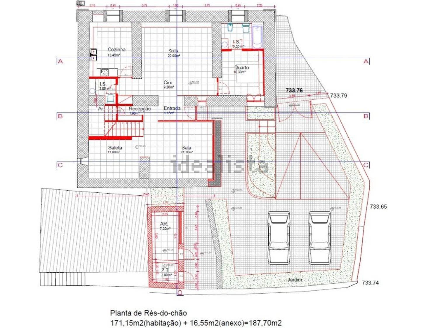 小楼房或独栋别墅出售在 Vila Nova de Paiva - 平面图