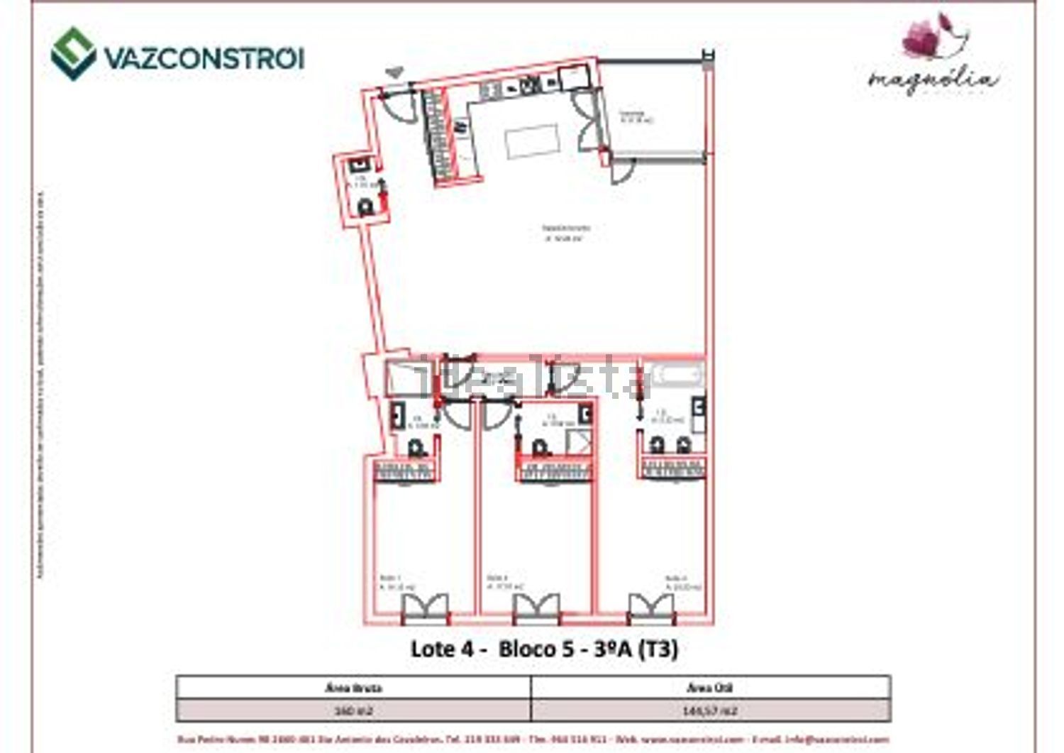 公寓 t3出售在Rua António Variações - 平面图