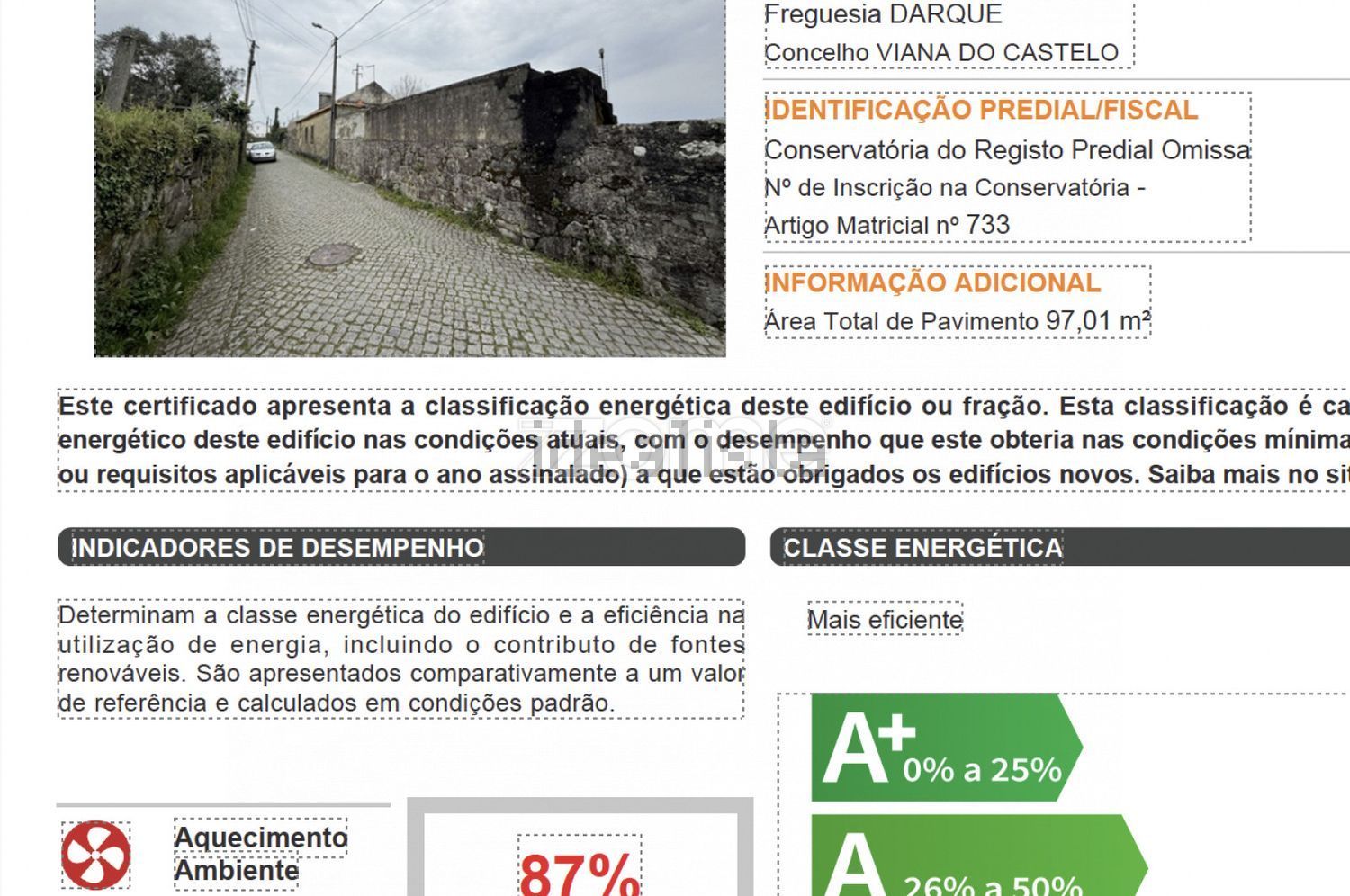 庄园出售在Rua do Rio Côvo, 227 - 能源认证