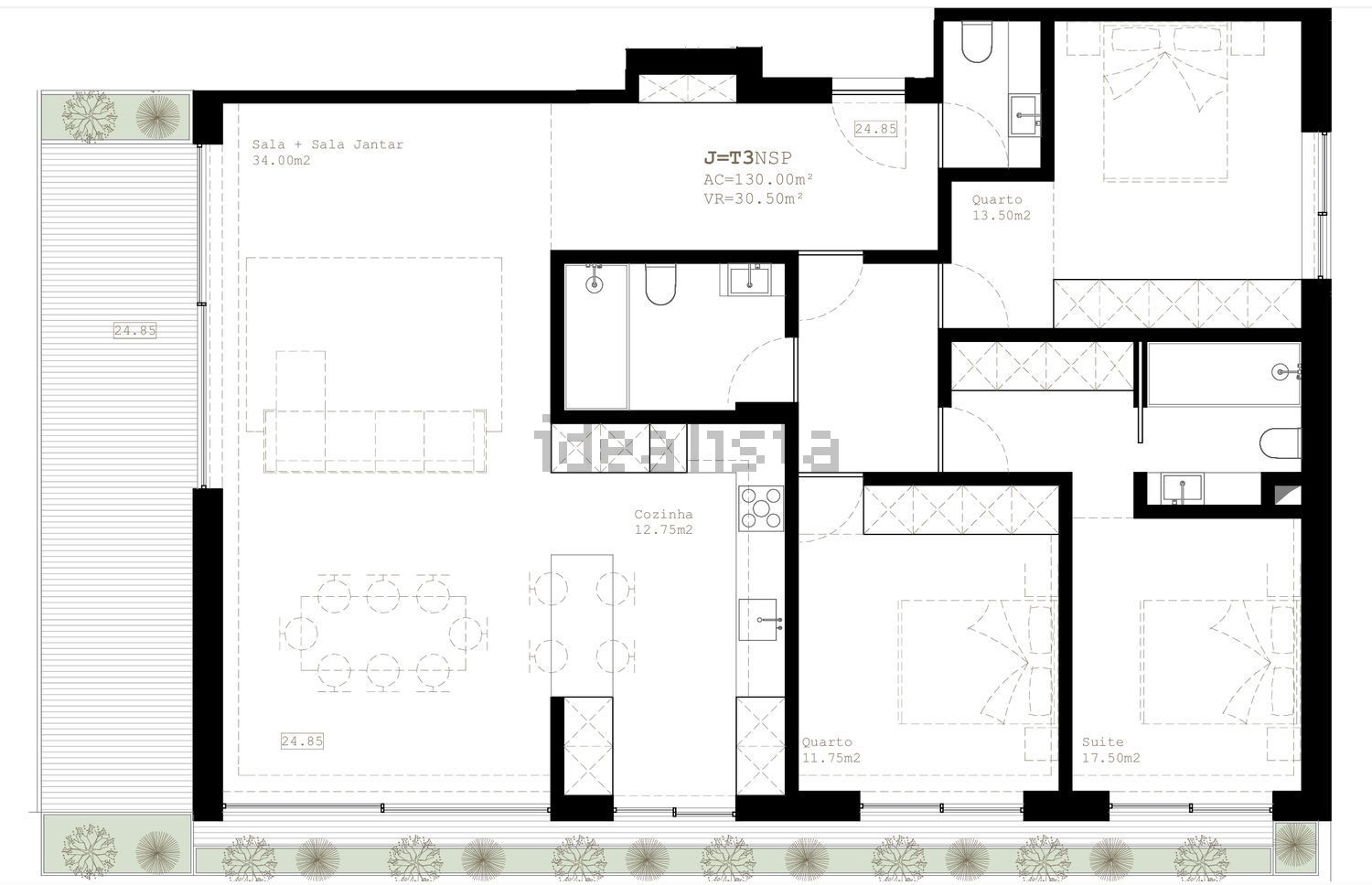 公寓 t3出售在Travessa do Rochio s/n - 平面图