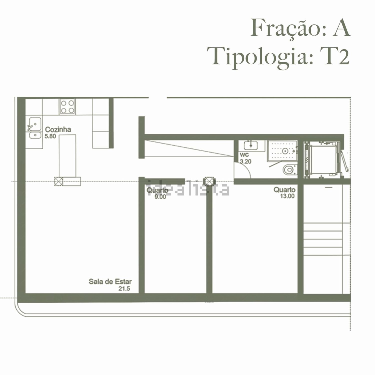 公寓 t2出售在 Santegãos - Estrada Nova - Campainha - 平面图