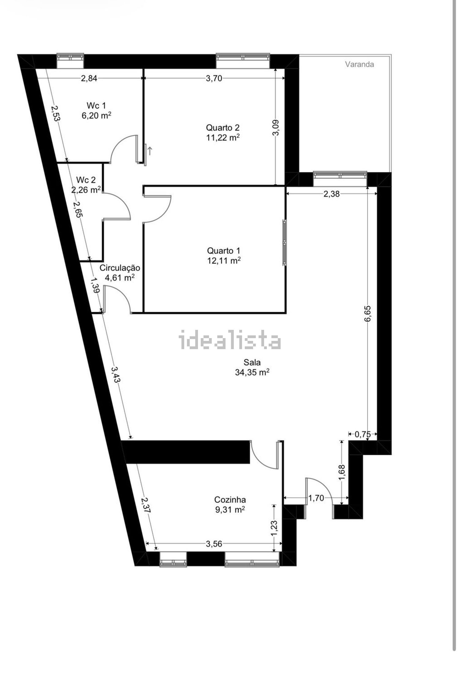 公寓 t2出售在Rua de Vilarinho, 412 - 平面图
