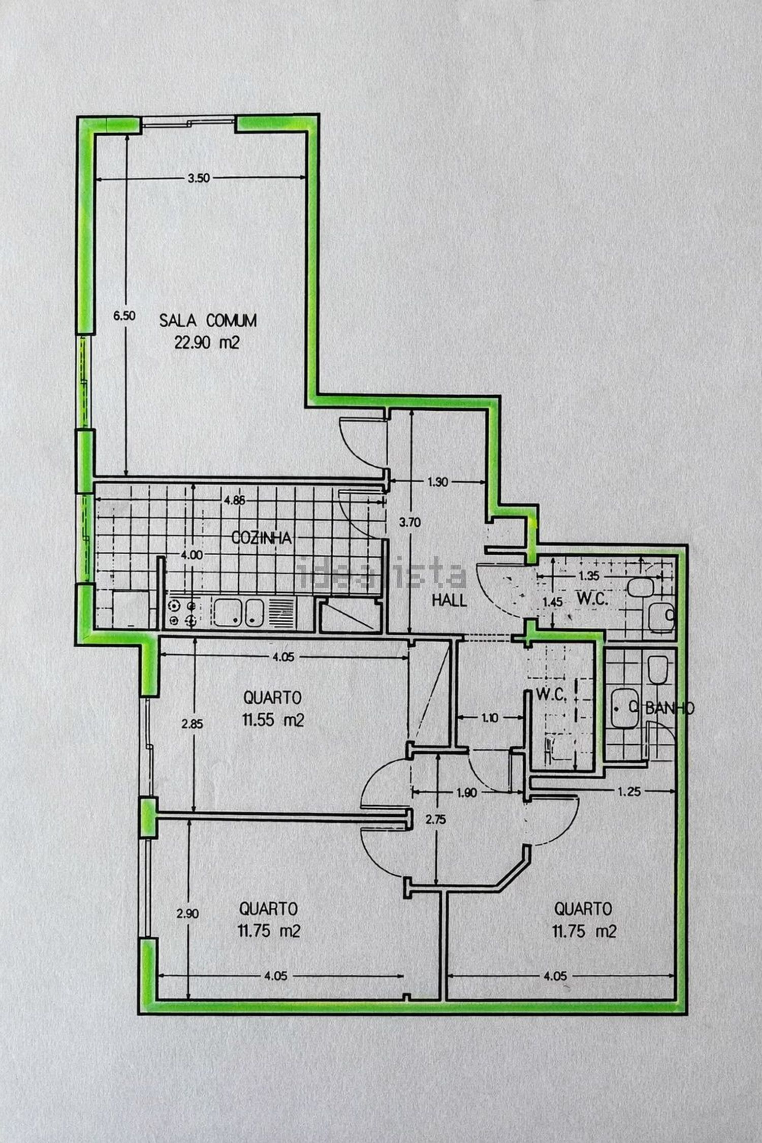 公寓 t2出售在Rua Dom Pedro IV, 2365 - 平面图