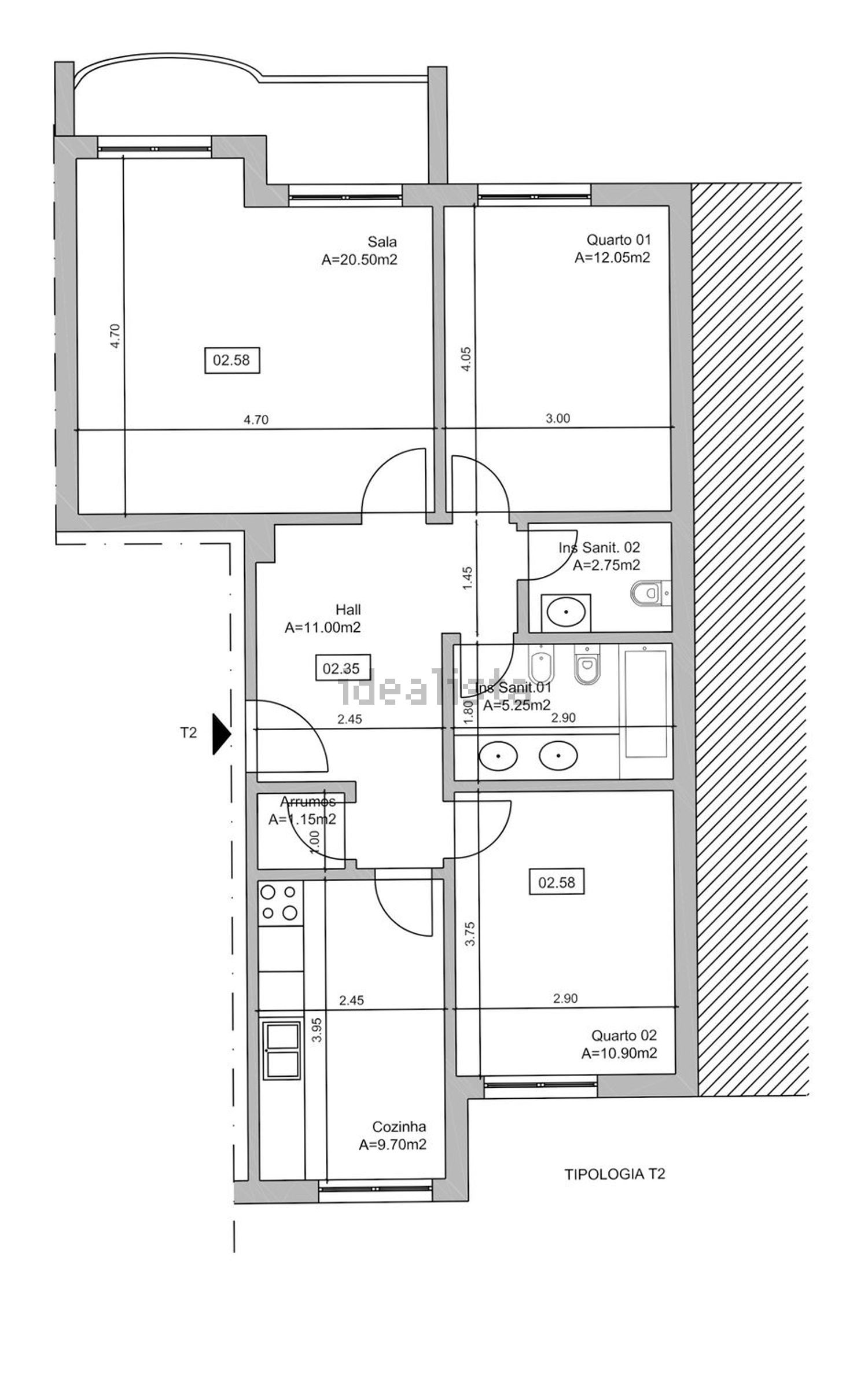 出租公寓 t2在Praceta de Ricardo Jorge, 5 b - 平面图