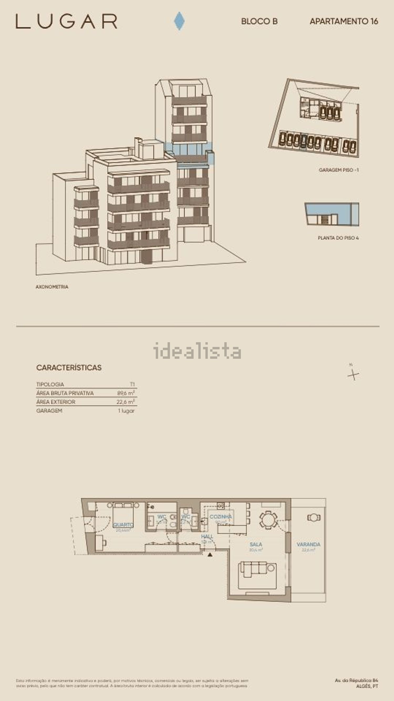 公寓 t1出售在Avenida da República, 84 - 平面图