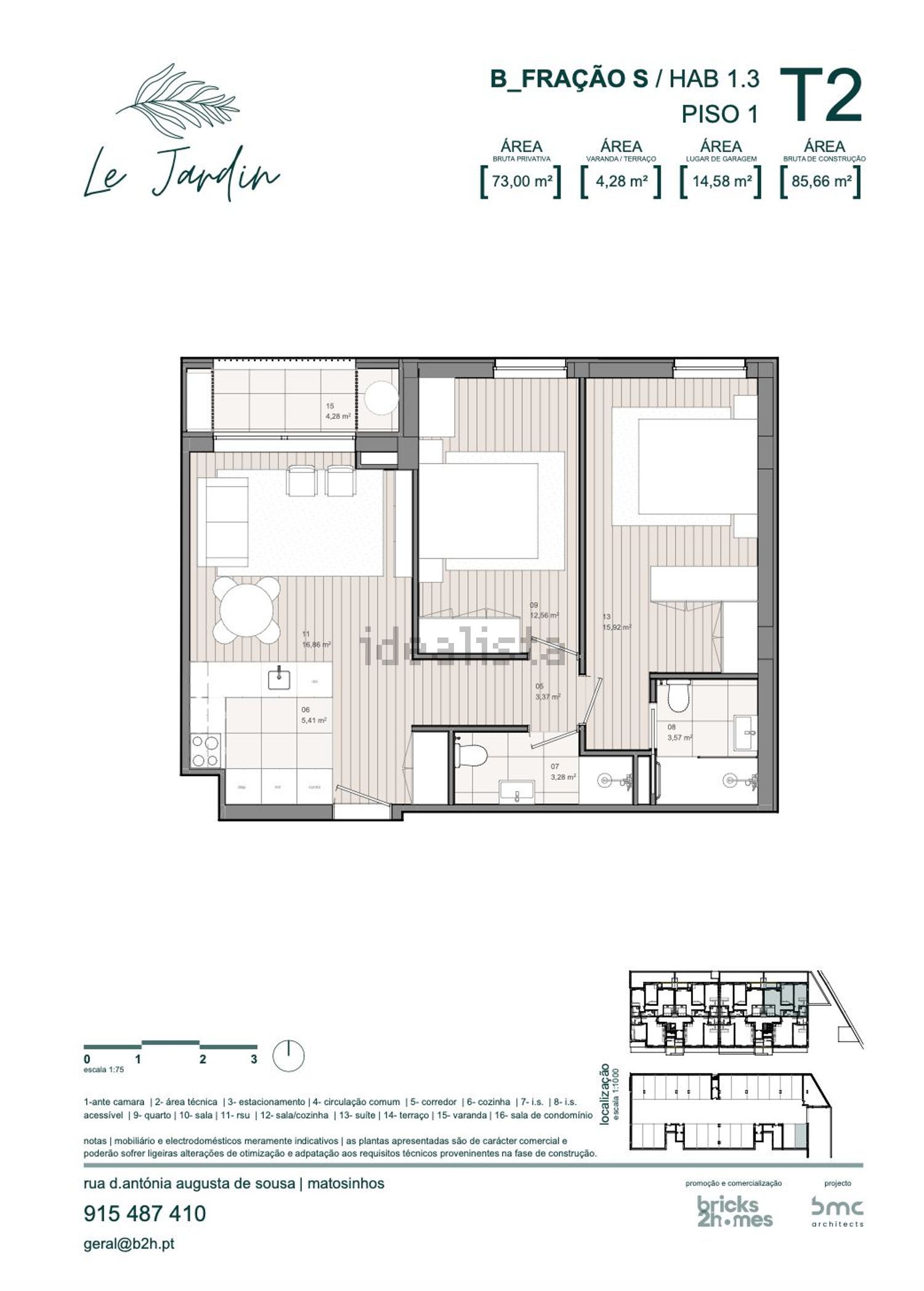 公寓 t2出售在Rua Dona Antónia Augusta De Sousa s/n - 平面图