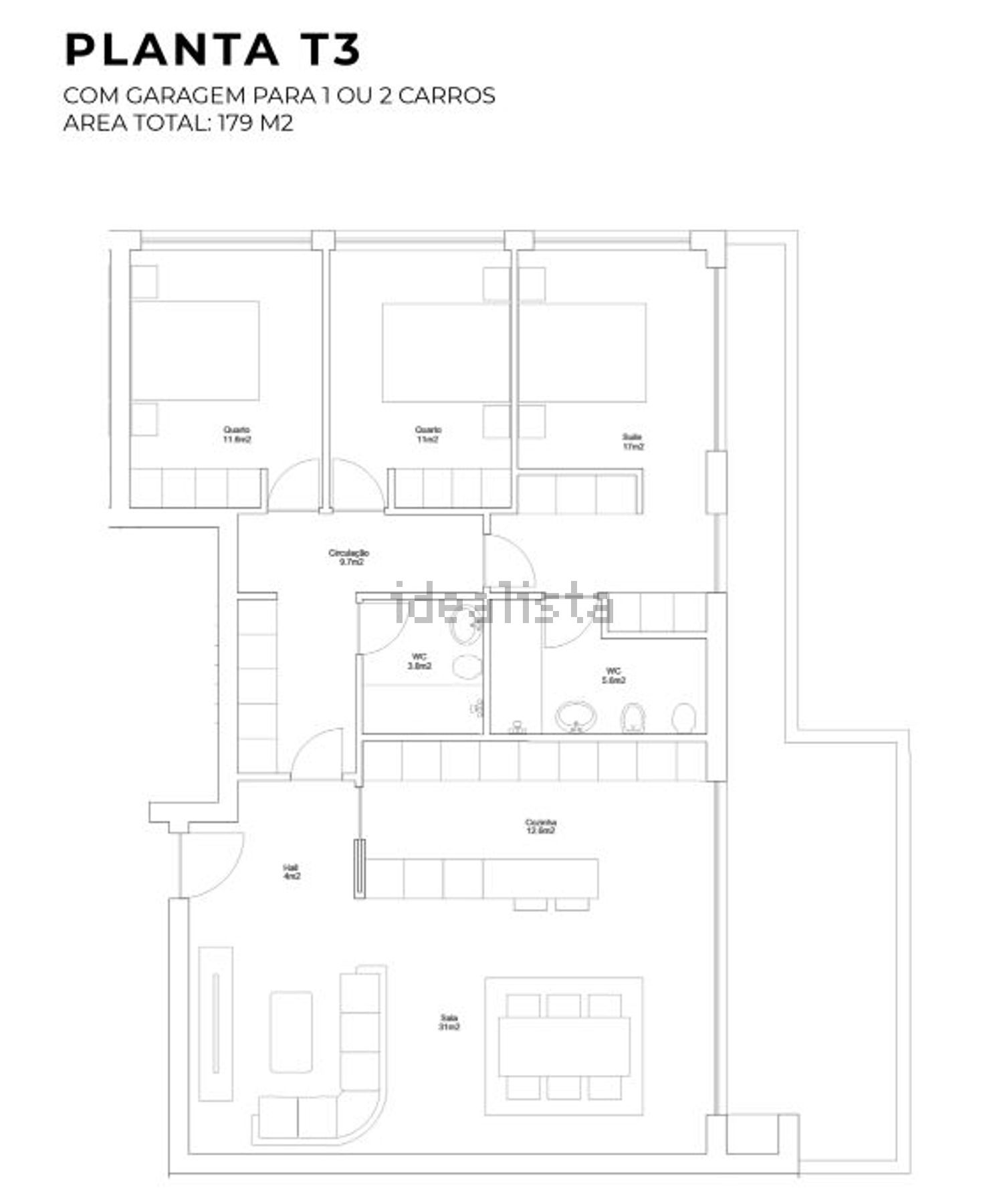 公寓 t3出售在Rua da Lameira Ferreira, 308 - 平面图