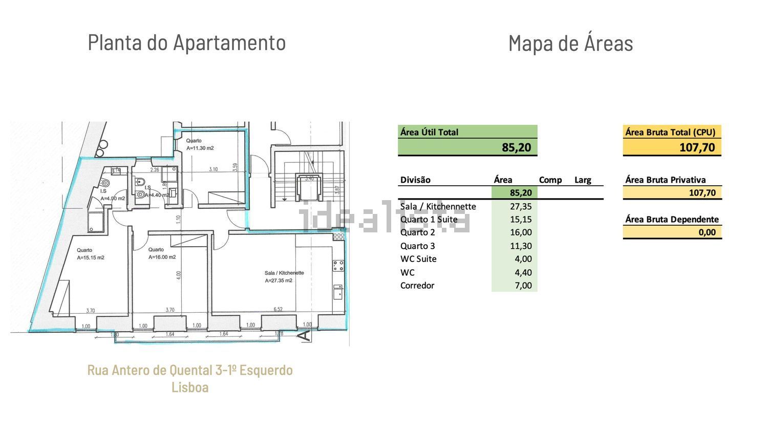 出租公寓 t3在Rua Antero de Quental - 平面图