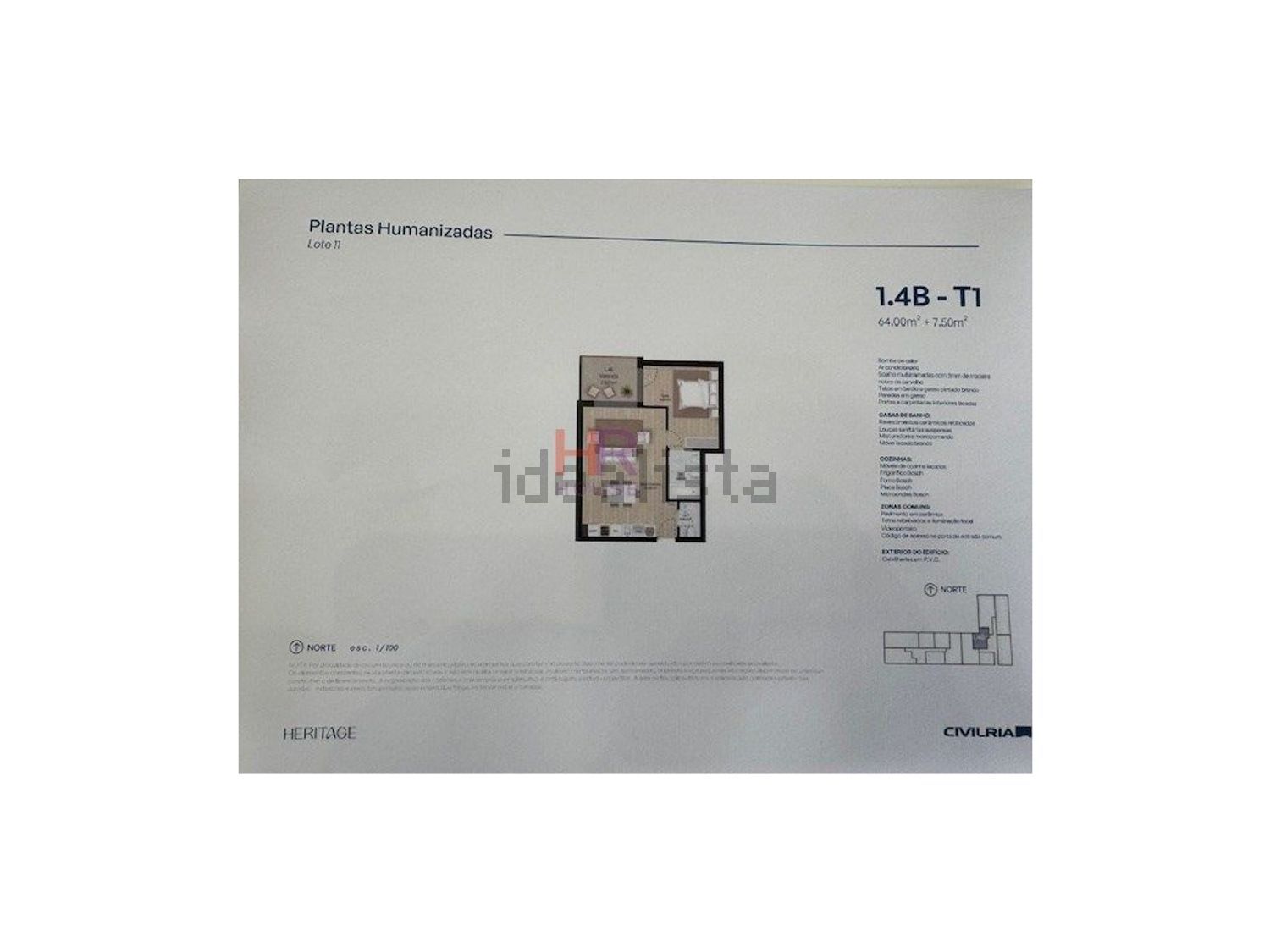 公寓 t1出售在 Santa Clara e Castelo Viegas - 平面图