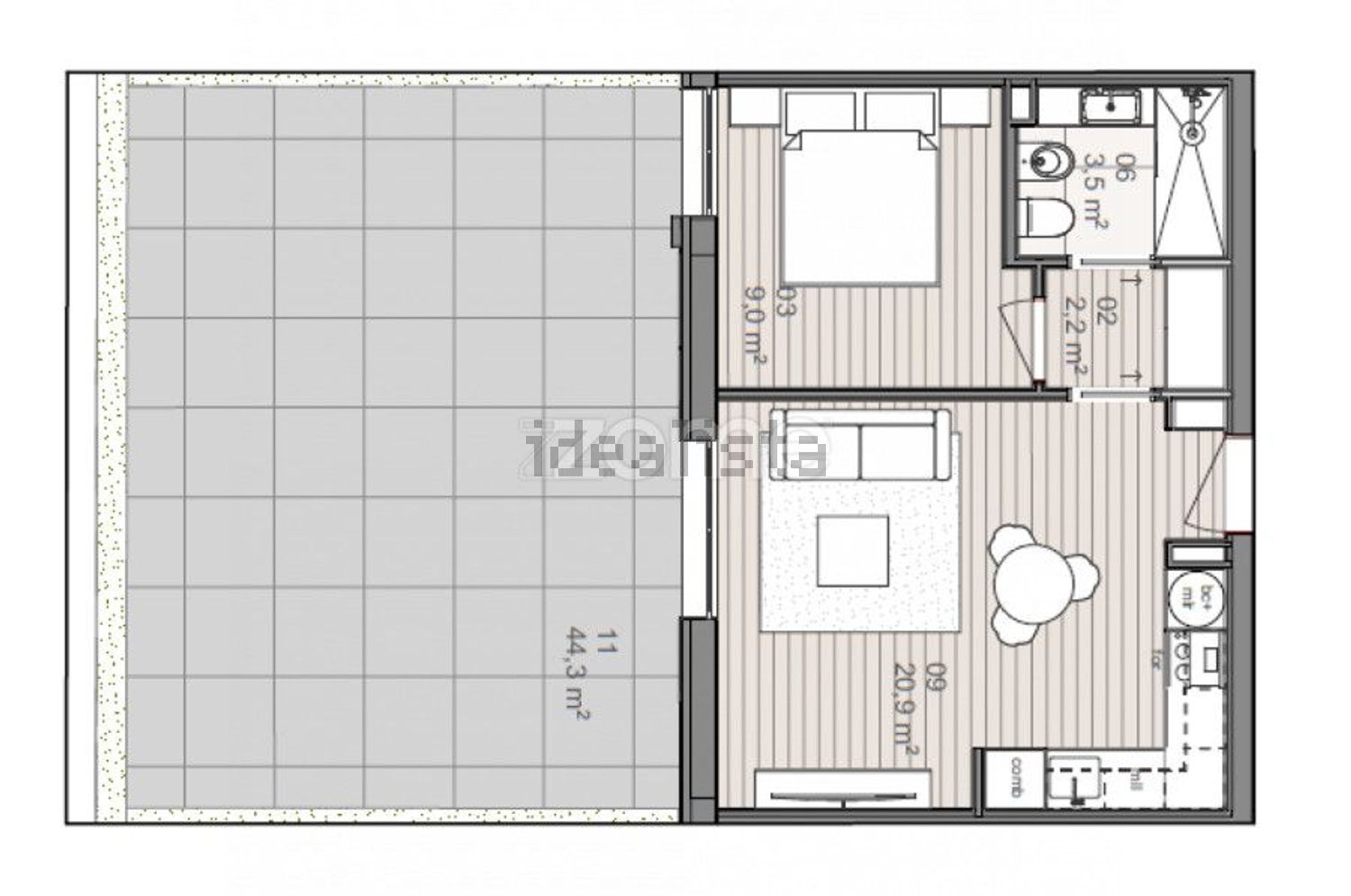 公寓 t1出售在Rua São Vicente de Ferrer, 1044 - 平面图