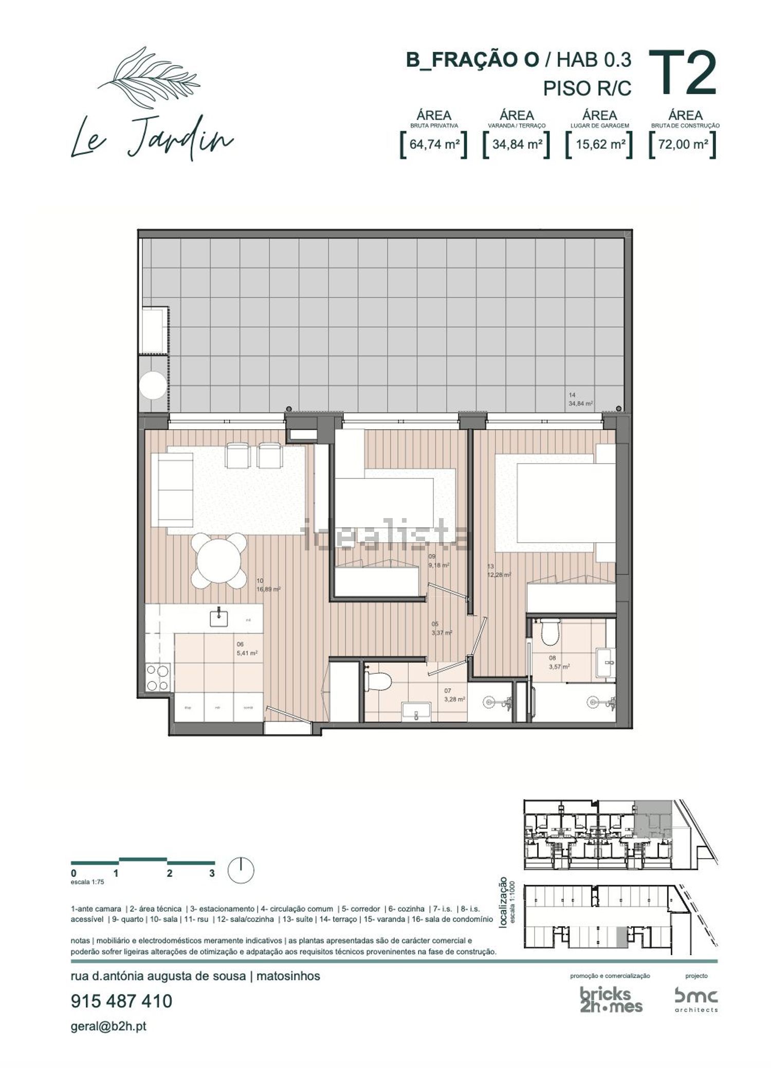 公寓 t2出售在Rua Dona Antónia Augusta De Sousa s/n - 平面图