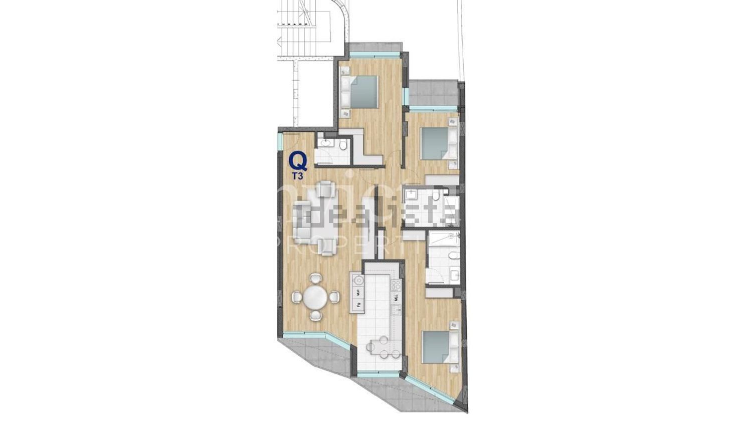 公寓 t3出售在Rua de 5 de Outubro s/n - 平面图