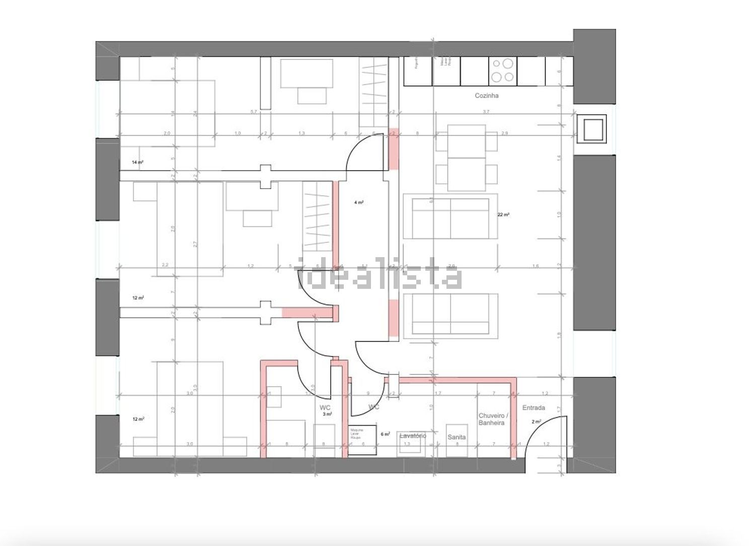 出租房间在Travessa dos Remolares, 46 - 平面图
