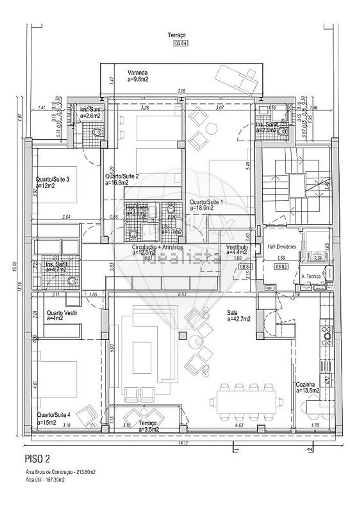 公寓 t4出售在Avenida 24 de Julho - 平面图