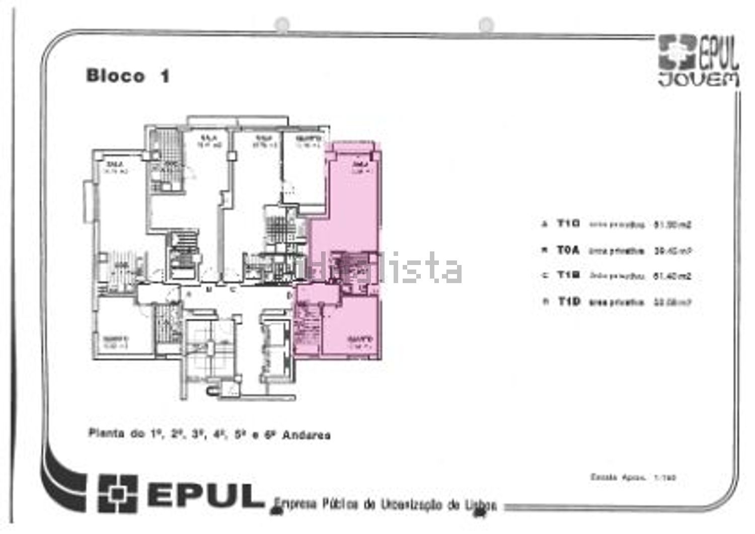 公寓 t1出售在Rua Professor Manuel Viegas Guerreiro - 平面图