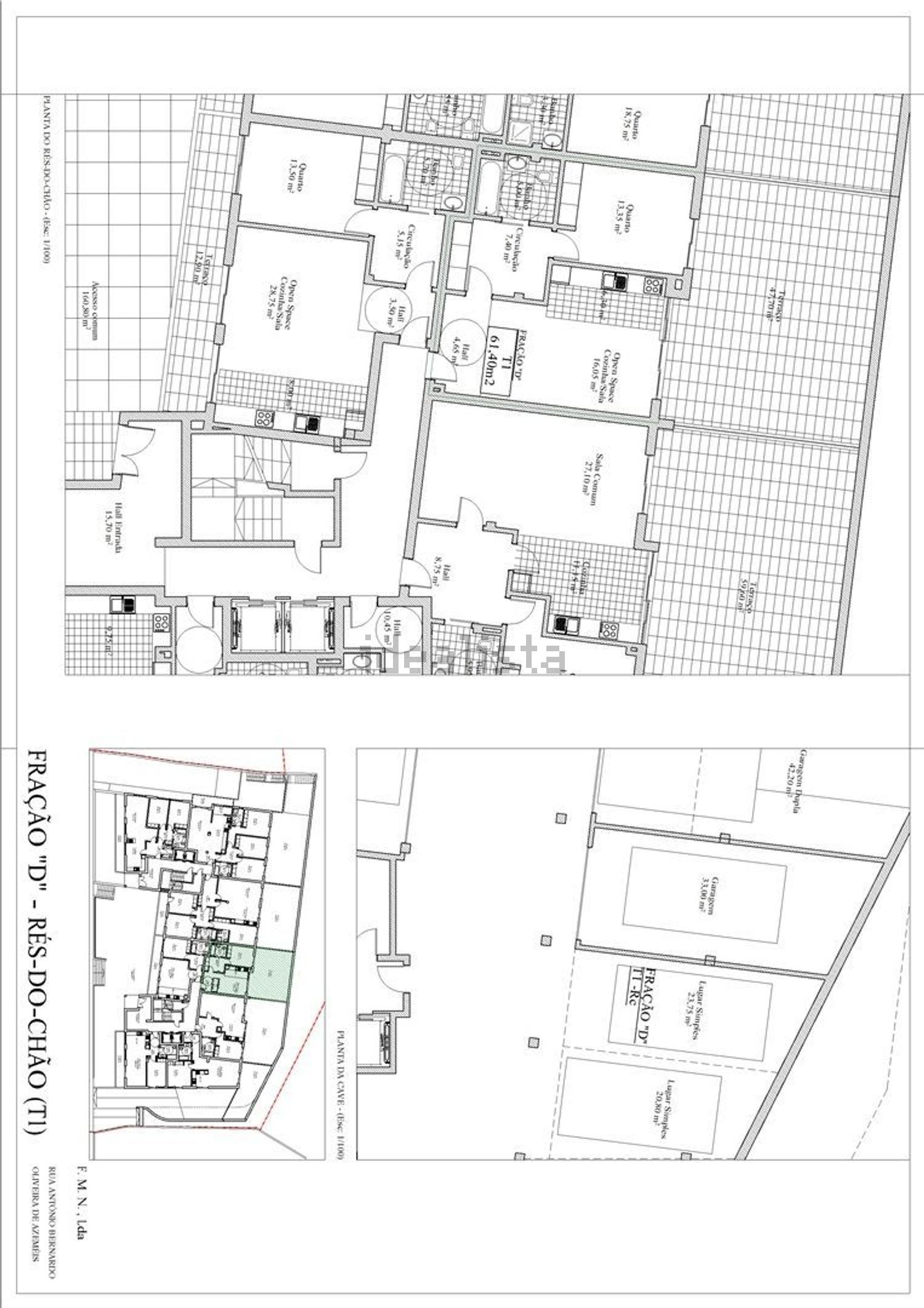 公寓 t1出售在 Centro de Oliveira de Azeméis - 平面图