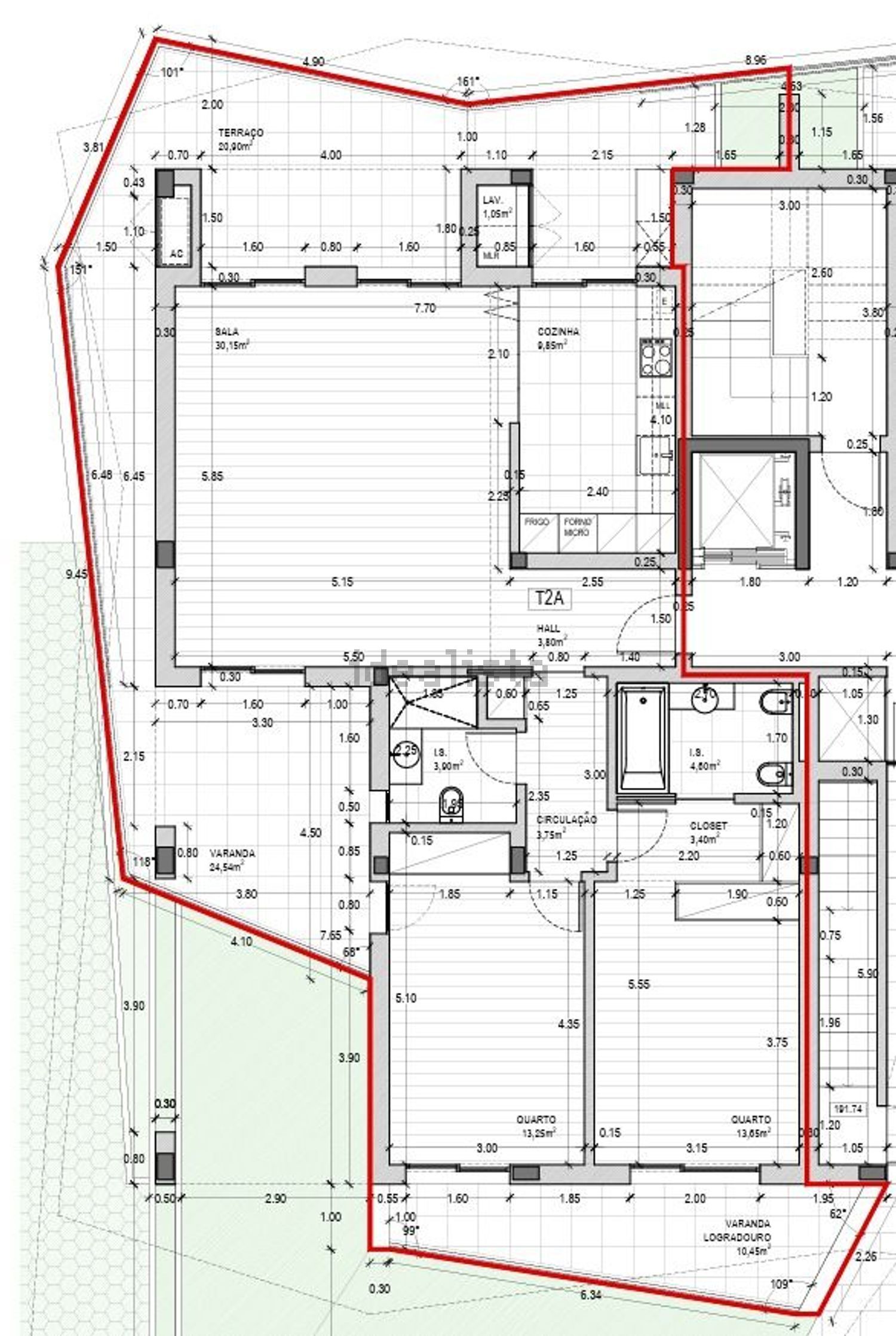 公寓 t2出售在Alameda dos Pinheiros, 94 - 平面图