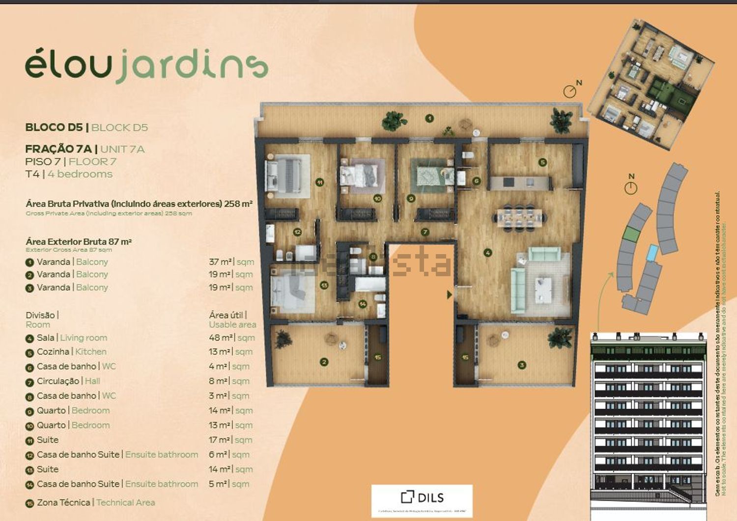 公寓 t4出售在Rua Amadeo de Souza Cardoso, 1 - 平面图