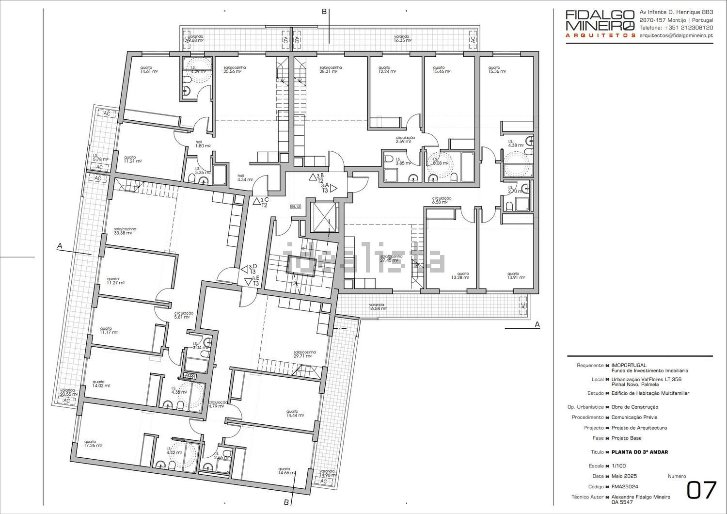 公寓 t3出售在Avenida dos Ferroviarios, 85 - 平面图