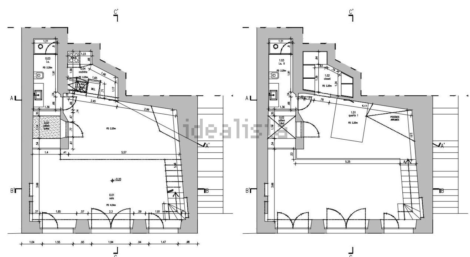 公寓 t1出售在 Corredor da Torrinha, 34 - 平面图