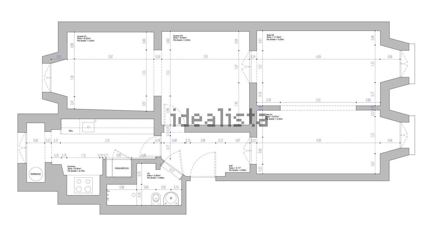 出租公寓 t2在Rua Manuel Bernardes, 21 - 平面图