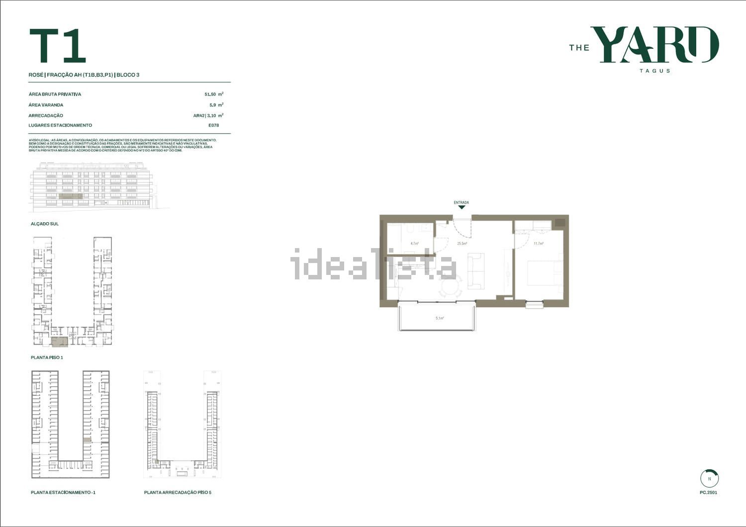公寓 t1出售在Rua Prof. Dr. Guilherme Braga da Cruz, 3 - 平面图