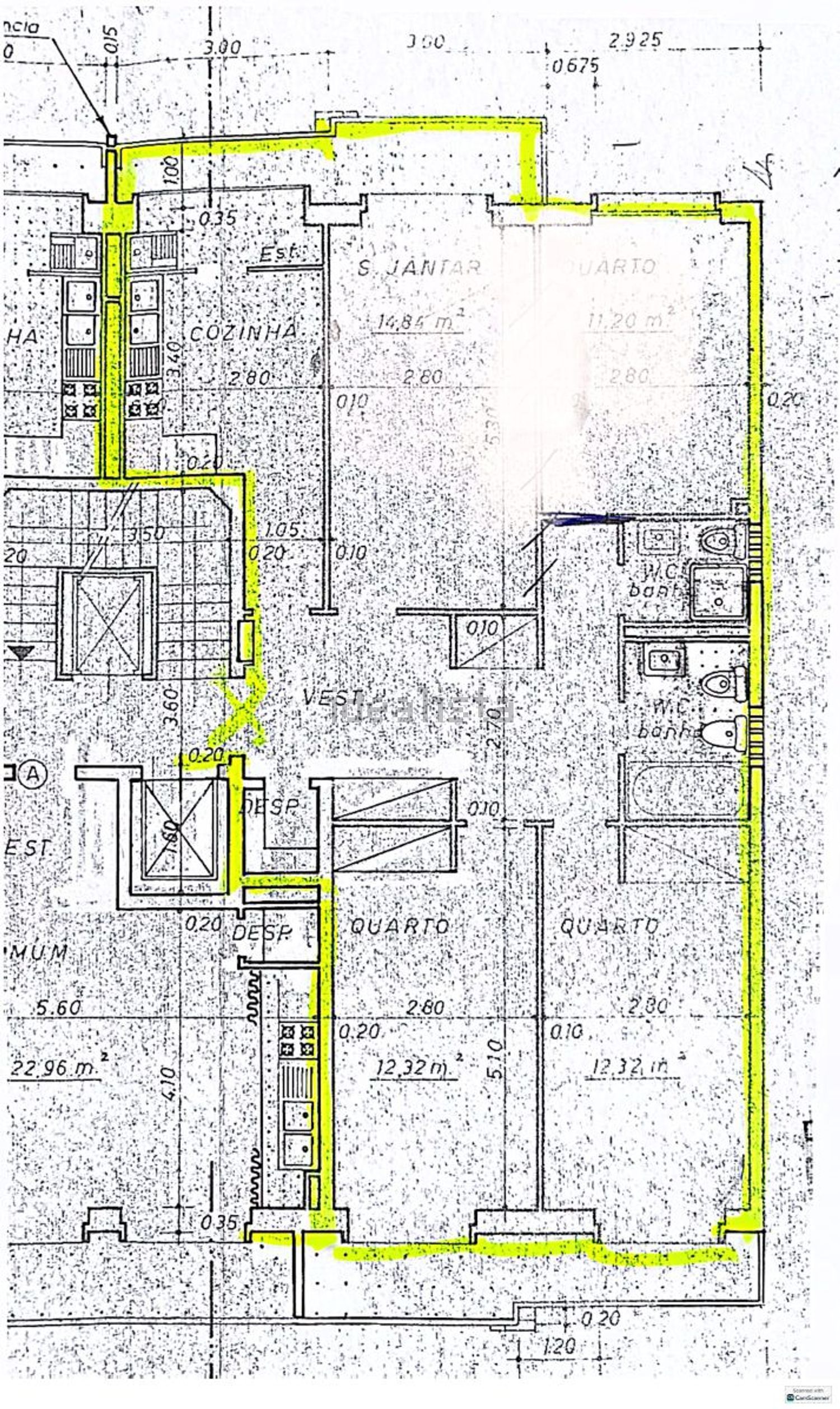 出租公寓 t2在Alameda das Linhas de Torres, 258 - 平面图