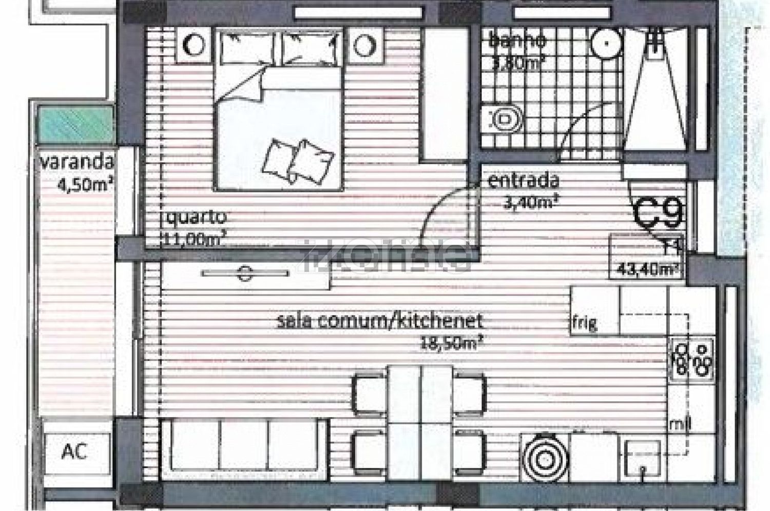 公寓 t1出售在Rua de São Dinis, 201 - 平面图