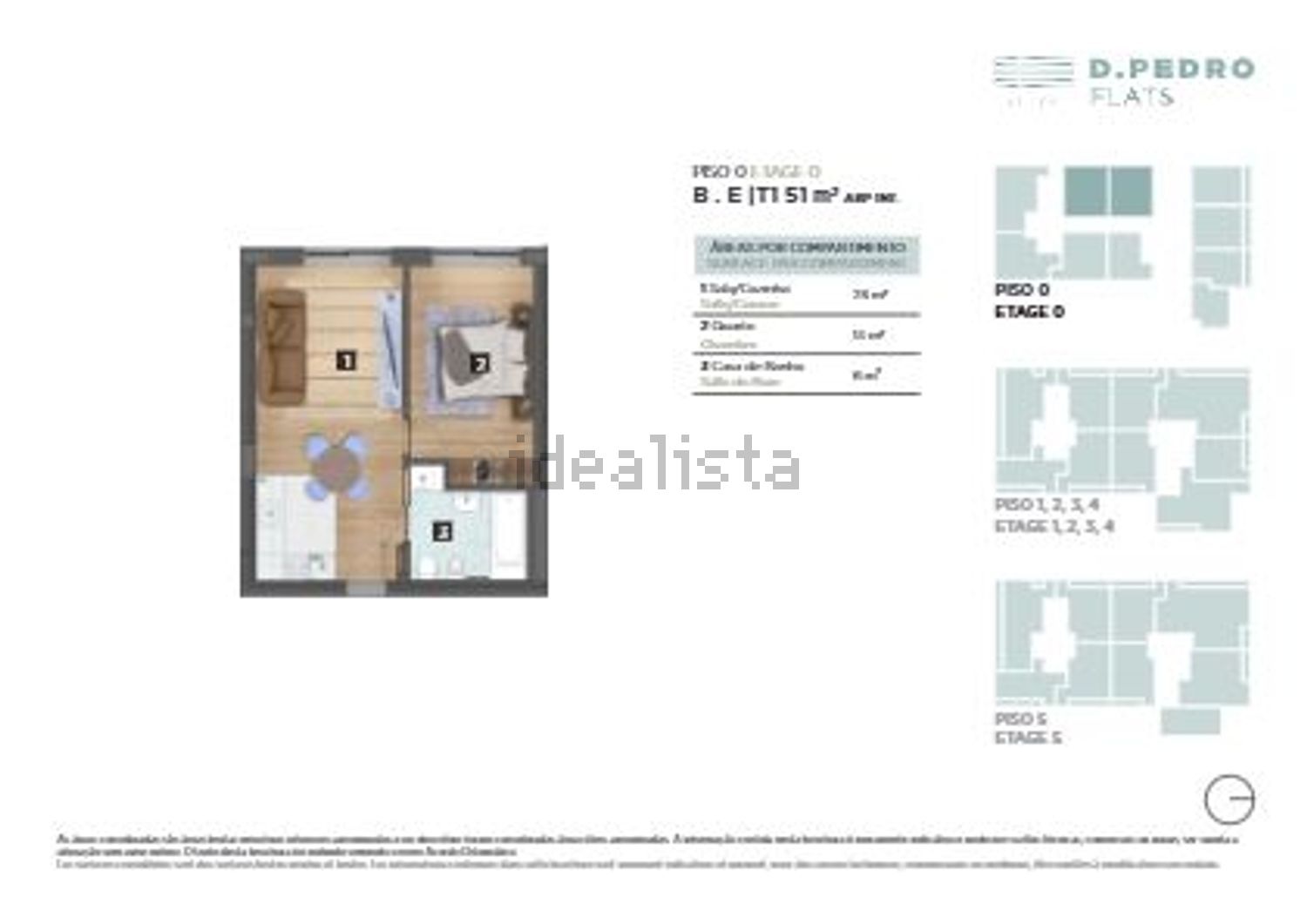 公寓 t1出售在Rua de Dom Pedro V - 平面图