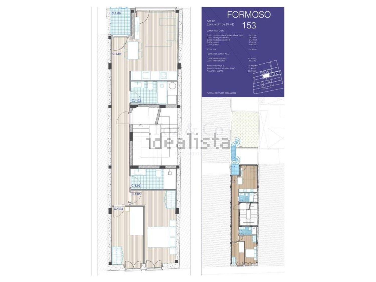 公寓 t2出售在Rua de Vale Formoso, 153 - 平面图