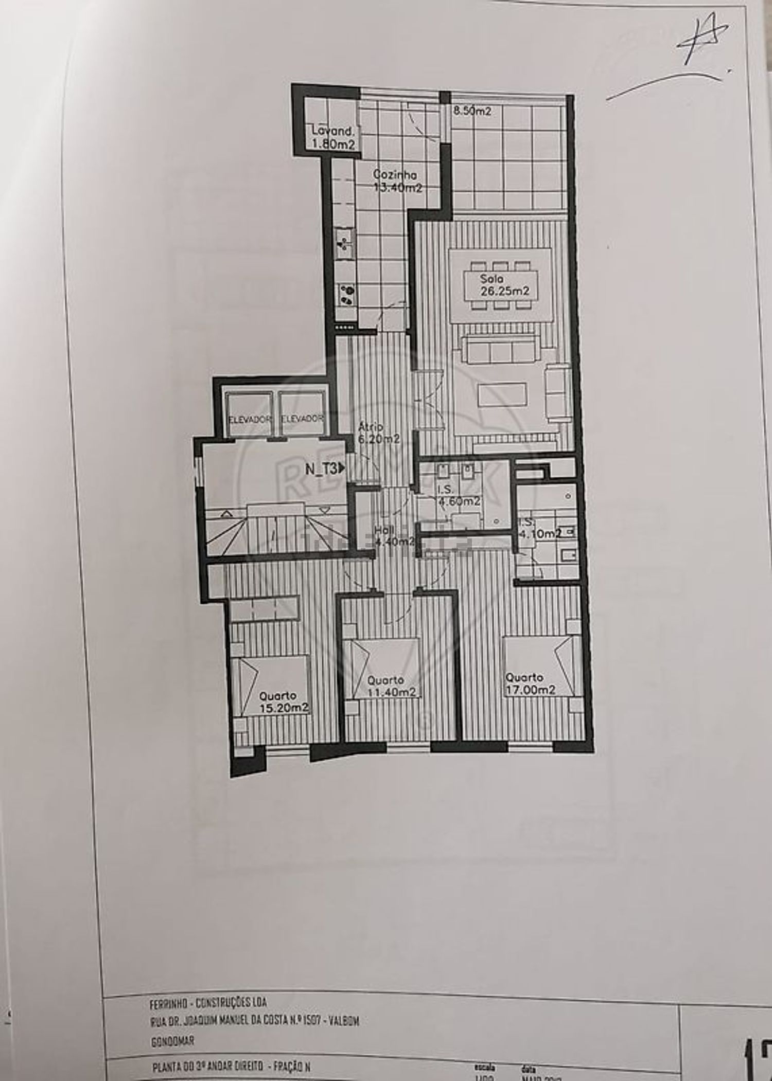 公寓 t3出售在Rua Nossa Senhora Rosário - 平面图