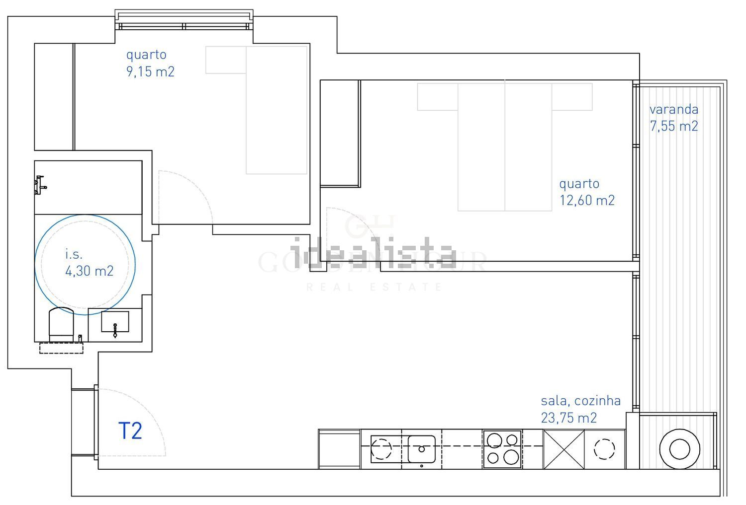 公寓 t2出售在Rua 28 de Janeiro, 41 - 平面图