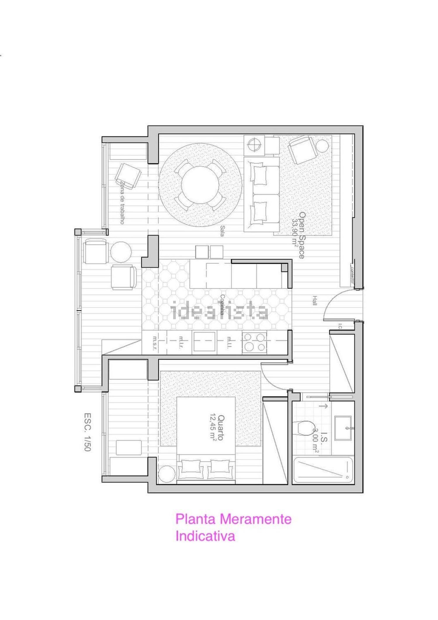 公寓 t1出售在Rua do Agro de Moinhos - 平面图